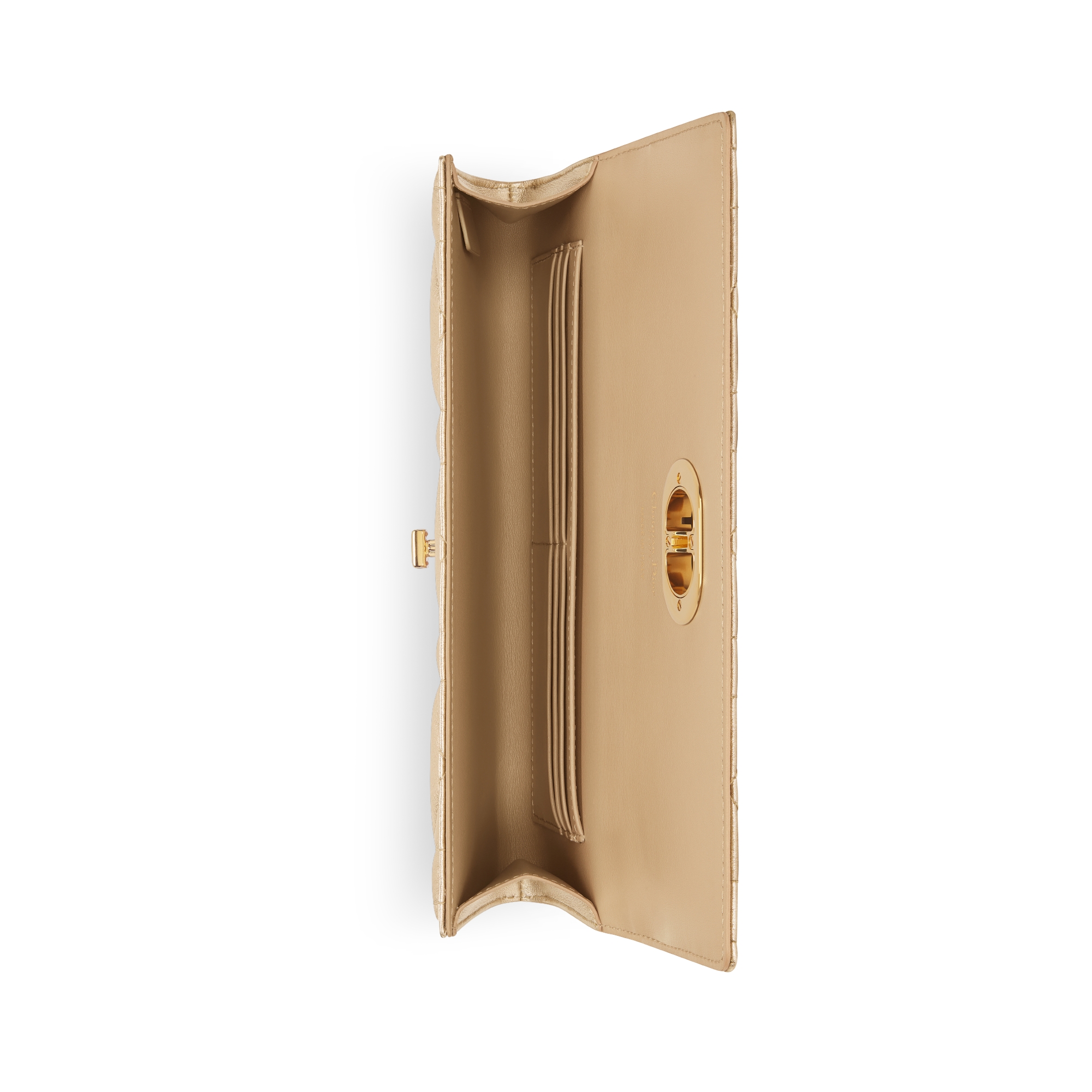 Miss Caro Top Handle-pouch Metallic vaalgoudkleurig kalfsleer met Macrocannage-motief E06