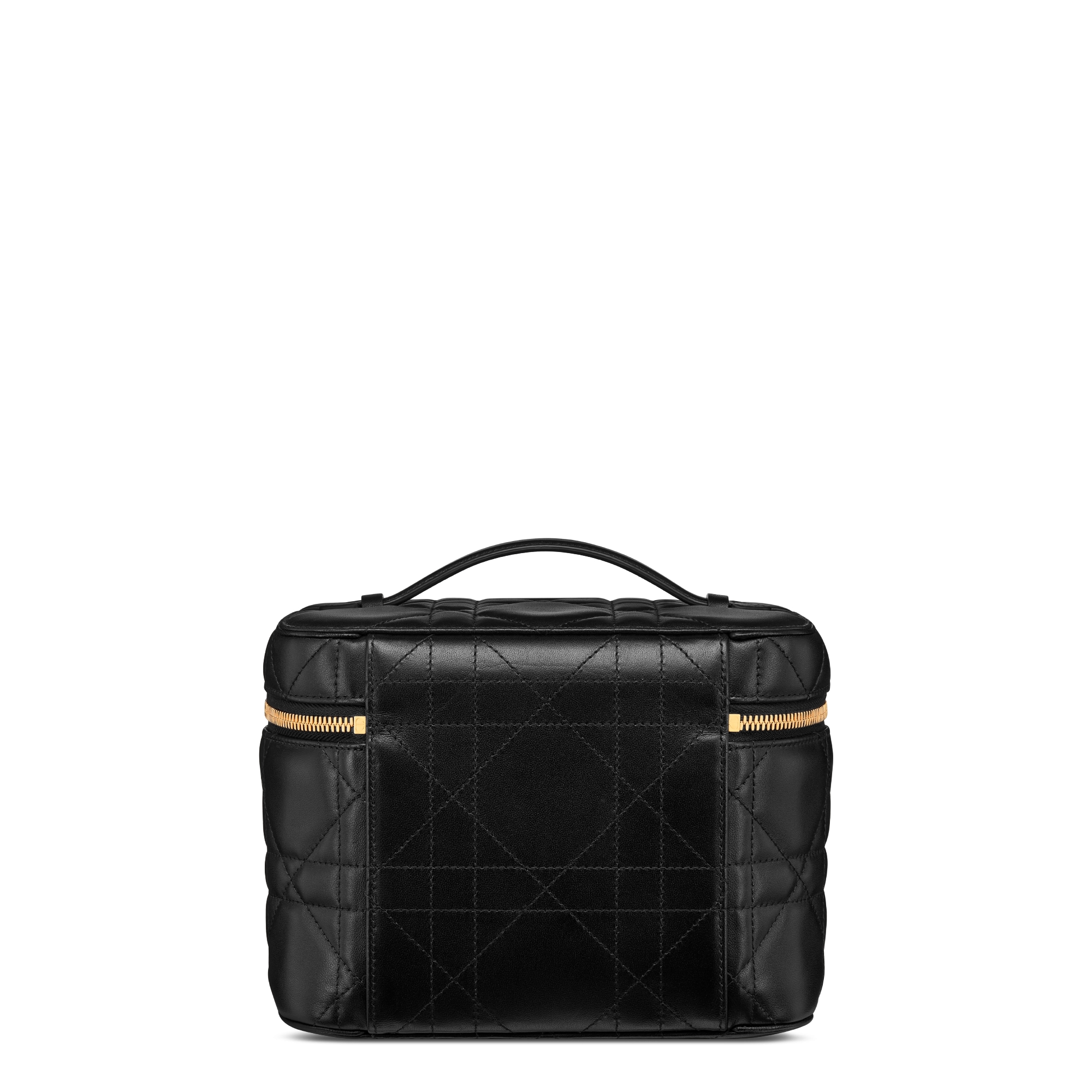 Große Dior Caro Feya Kosmetiktasche Macrocannage Lammleder in Schwarz E08