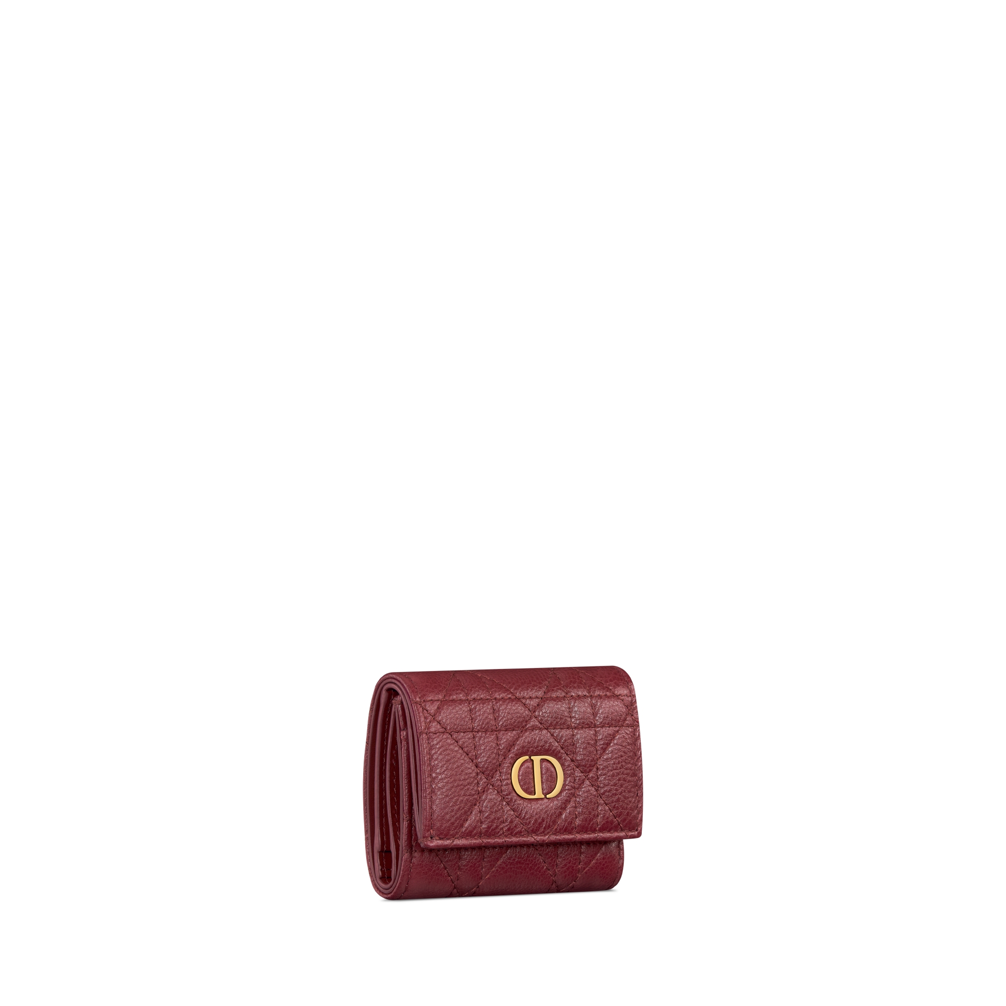 Portefeuille Veronia Dior Caro Cuir de veau Cannage souple bordeaux E03