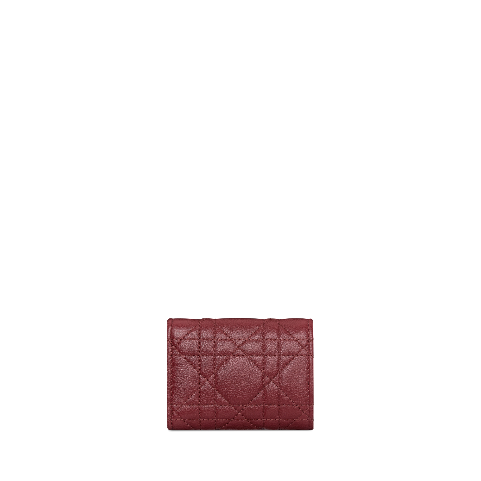 Portefeuille Veronia Dior Caro Cuir de veau Cannage souple bordeaux E08
