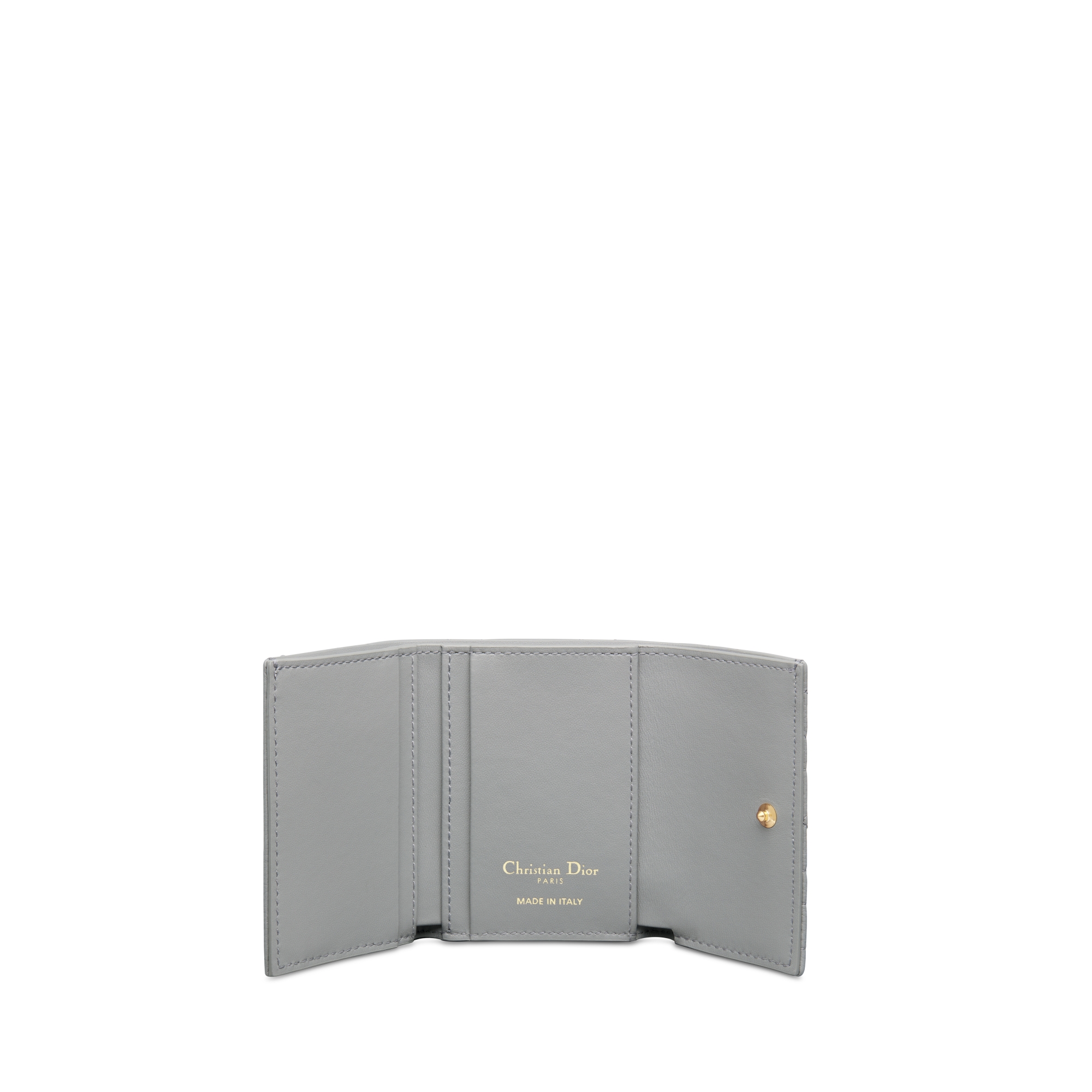 Dior Caro Veronia 銀包 煤灰色柔軟 Cannage 藤格紋圖案小牛皮 E07