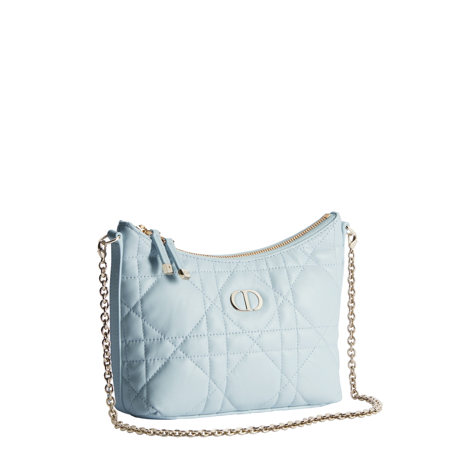 Miss Caro Diorling Mini Bag with Chain Ice Blue Macrocannage Lambskin E03