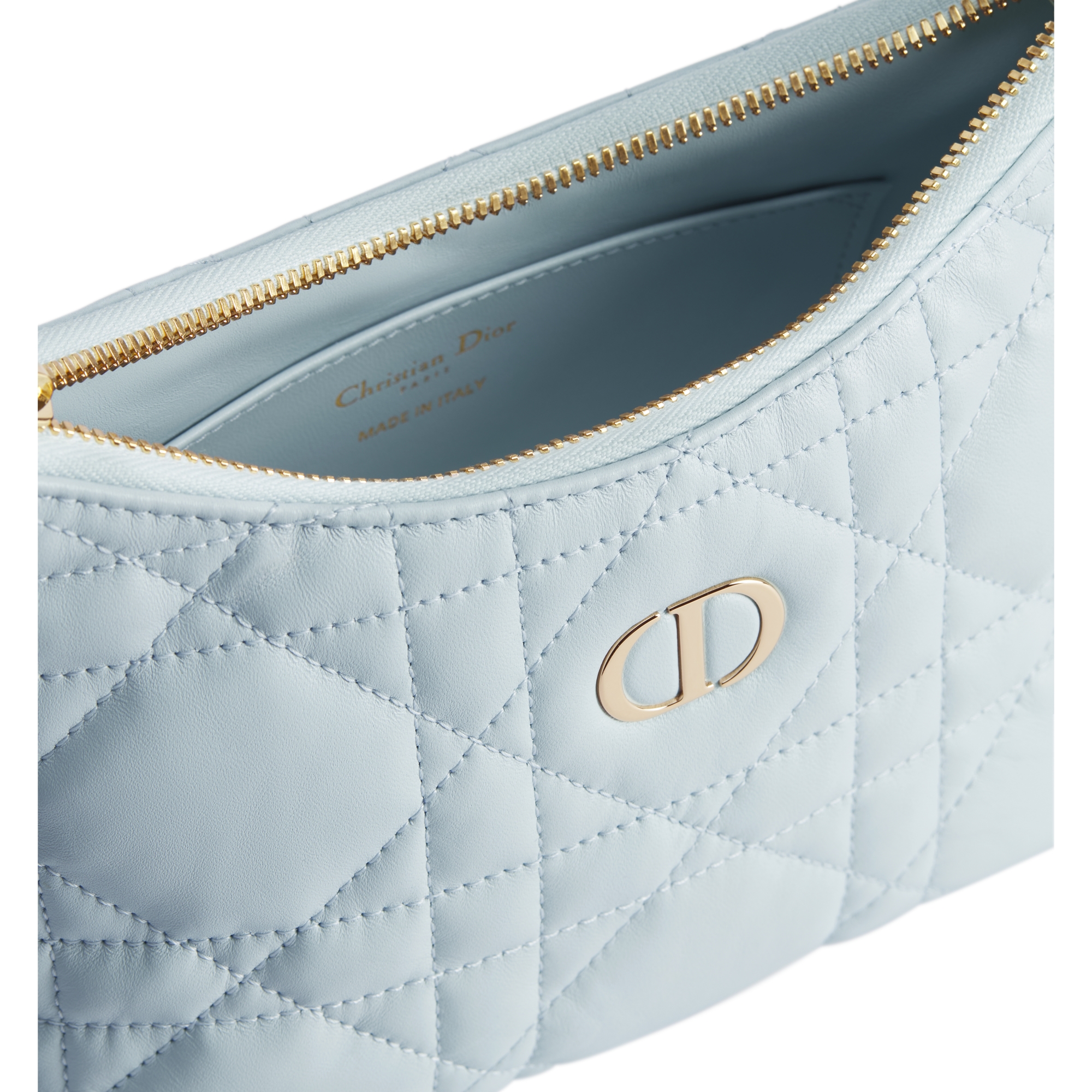 Miss Caro Diorling Mini Bag with Chain Ice Blue Macrocannage Lambskin E06