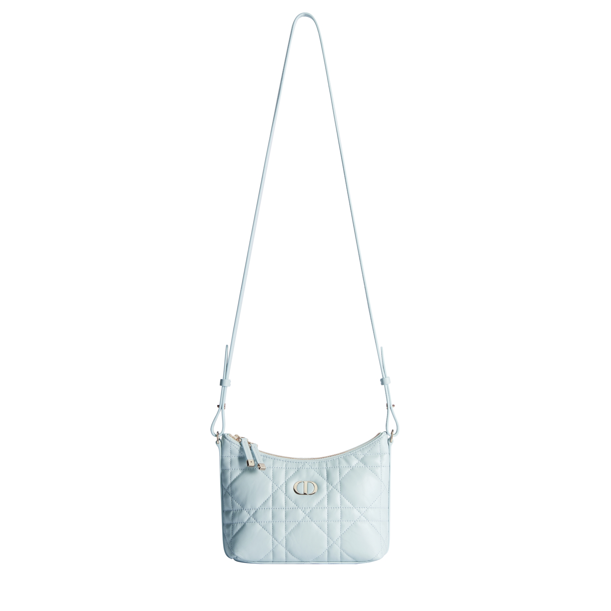 Miss Caro Diorling Mini Bag with Chain Ice Blue Macrocannage Lambskin E07