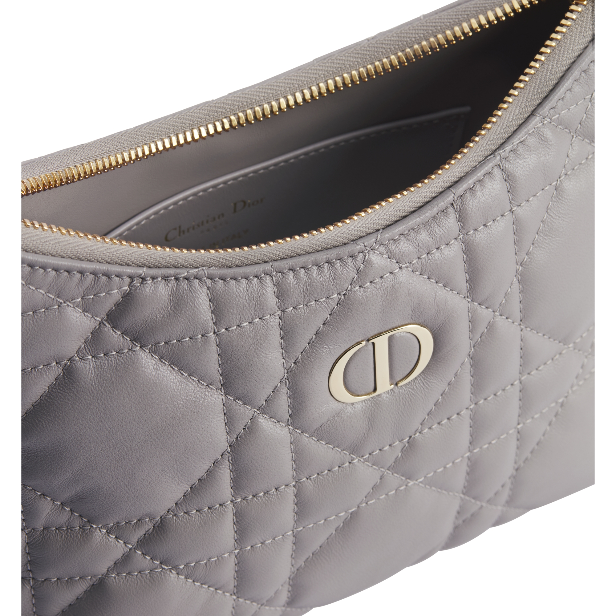 Miss Caro Diorling Mini Bag with Chain Trianon Gray Macrocannage Lambskin E06