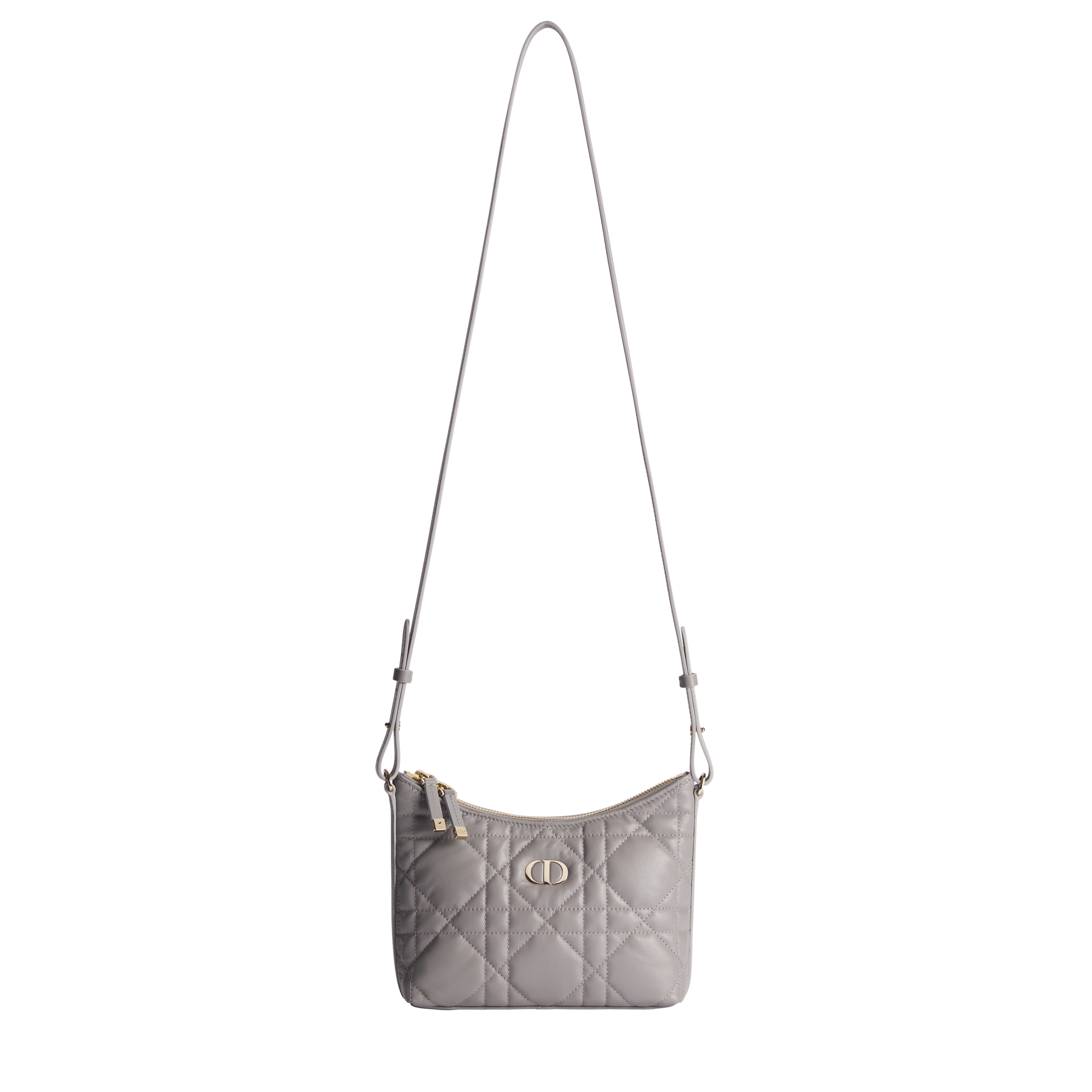 Miss Caro Diorling Mini Bag with Chain Trianon Gray Macrocannage Lambskin E07