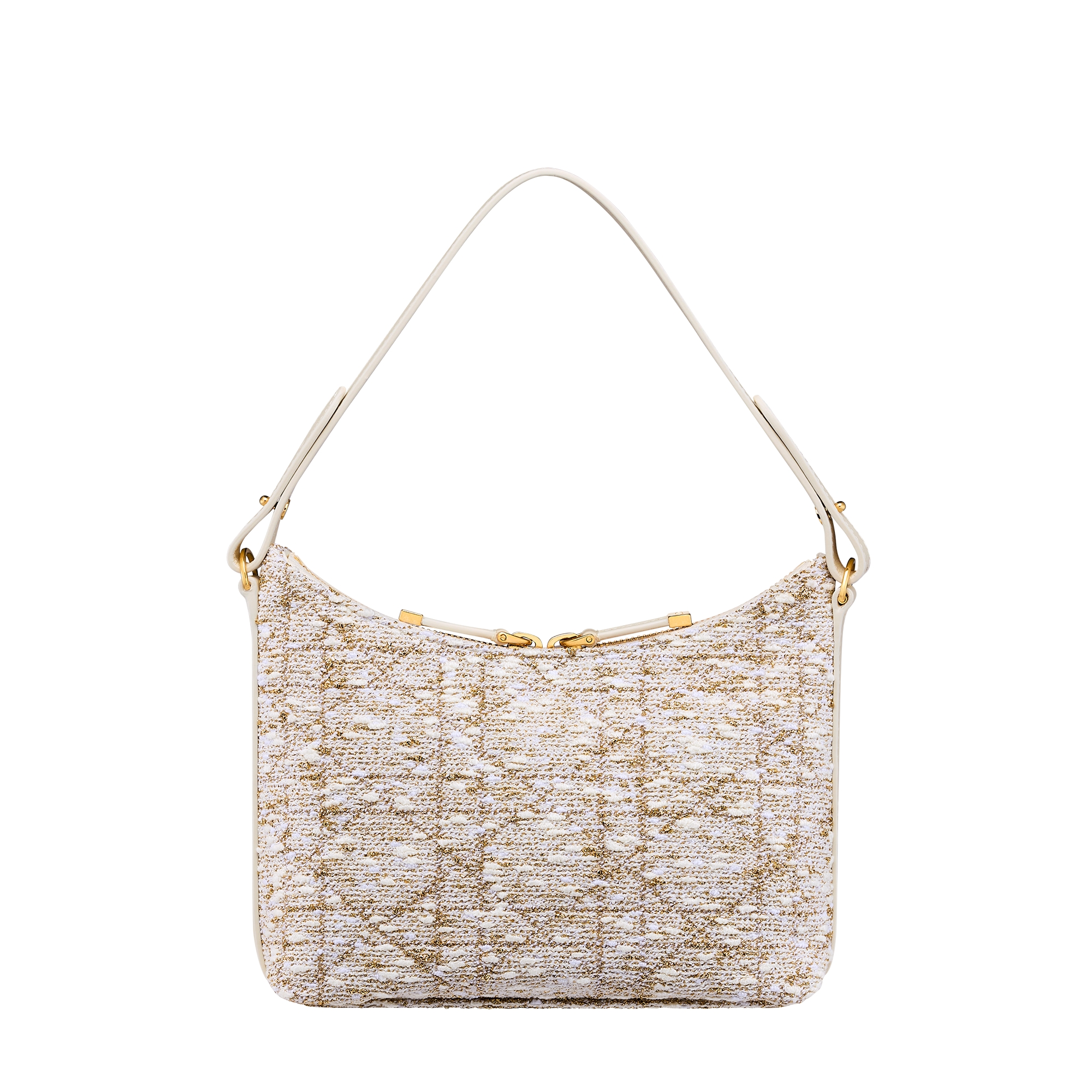 Miss Caro Diorling Mini Bag with Chain White Tweed with Gold-Tone Cannage Motif E08
