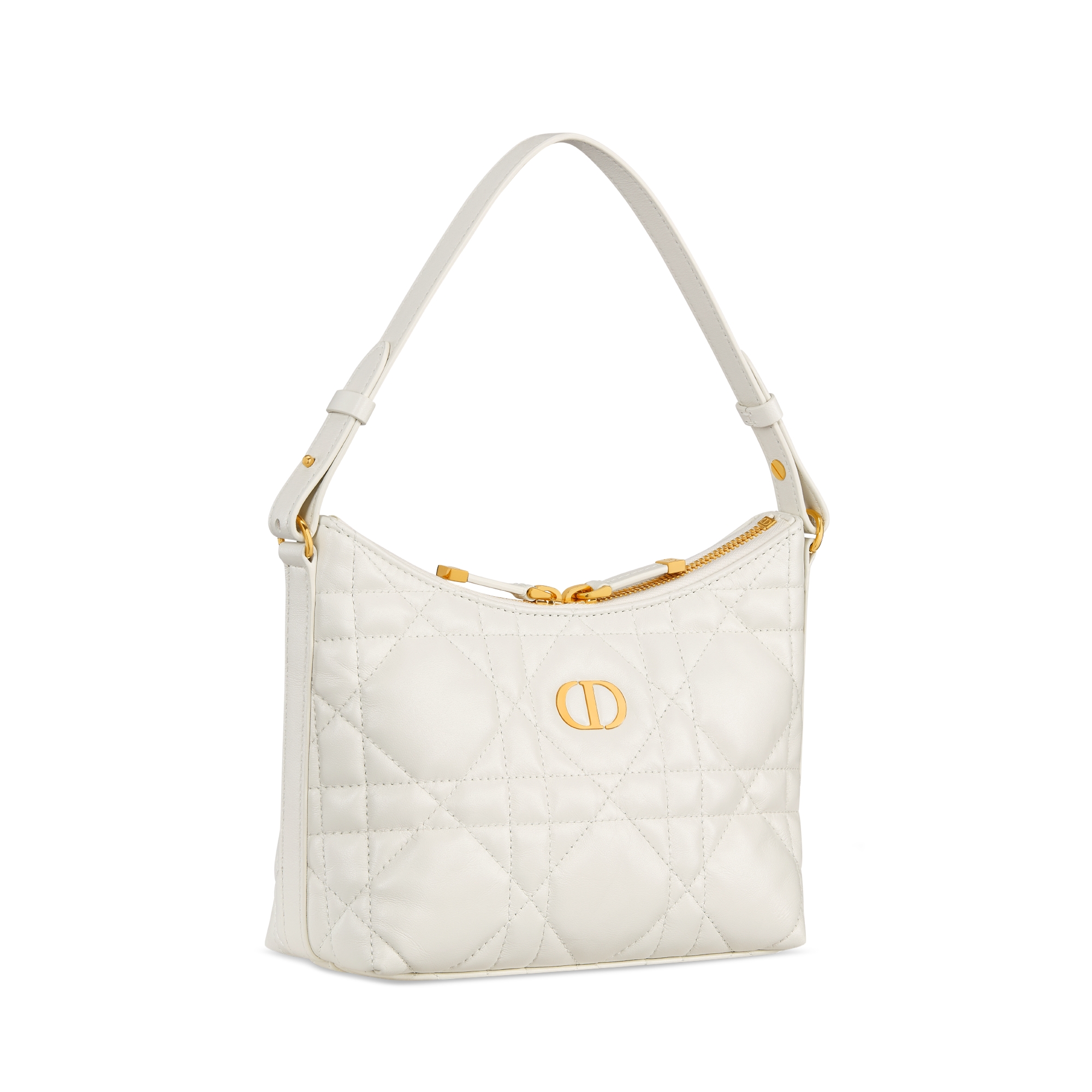 Miss Caro Diorling-minitas met kettingriem Lattekleurig lamsleer met Macrocannage-motief E03