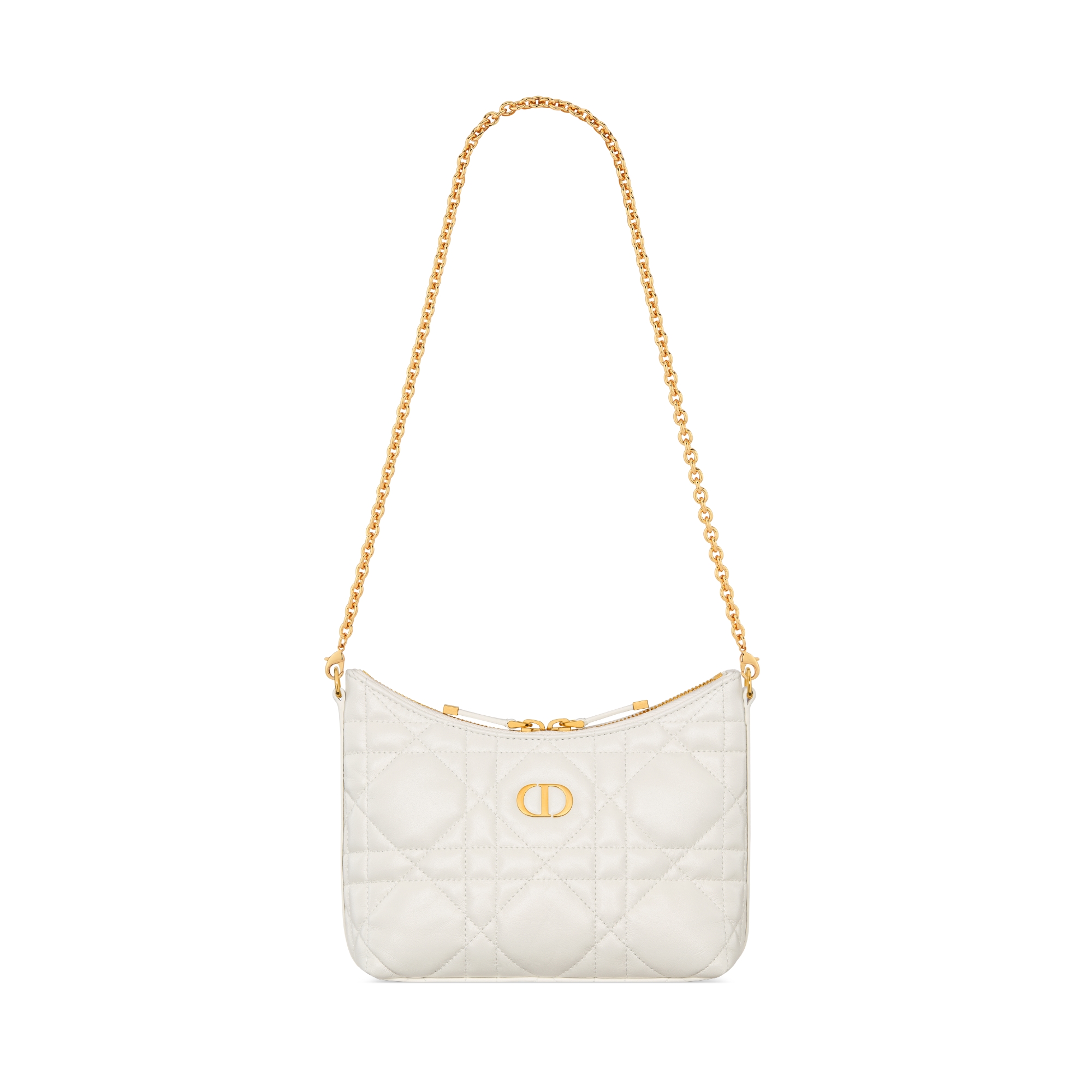 Miss Caro Diorling-minitas met kettingriem Lattekleurig lamsleer met Macrocannage-motief E10