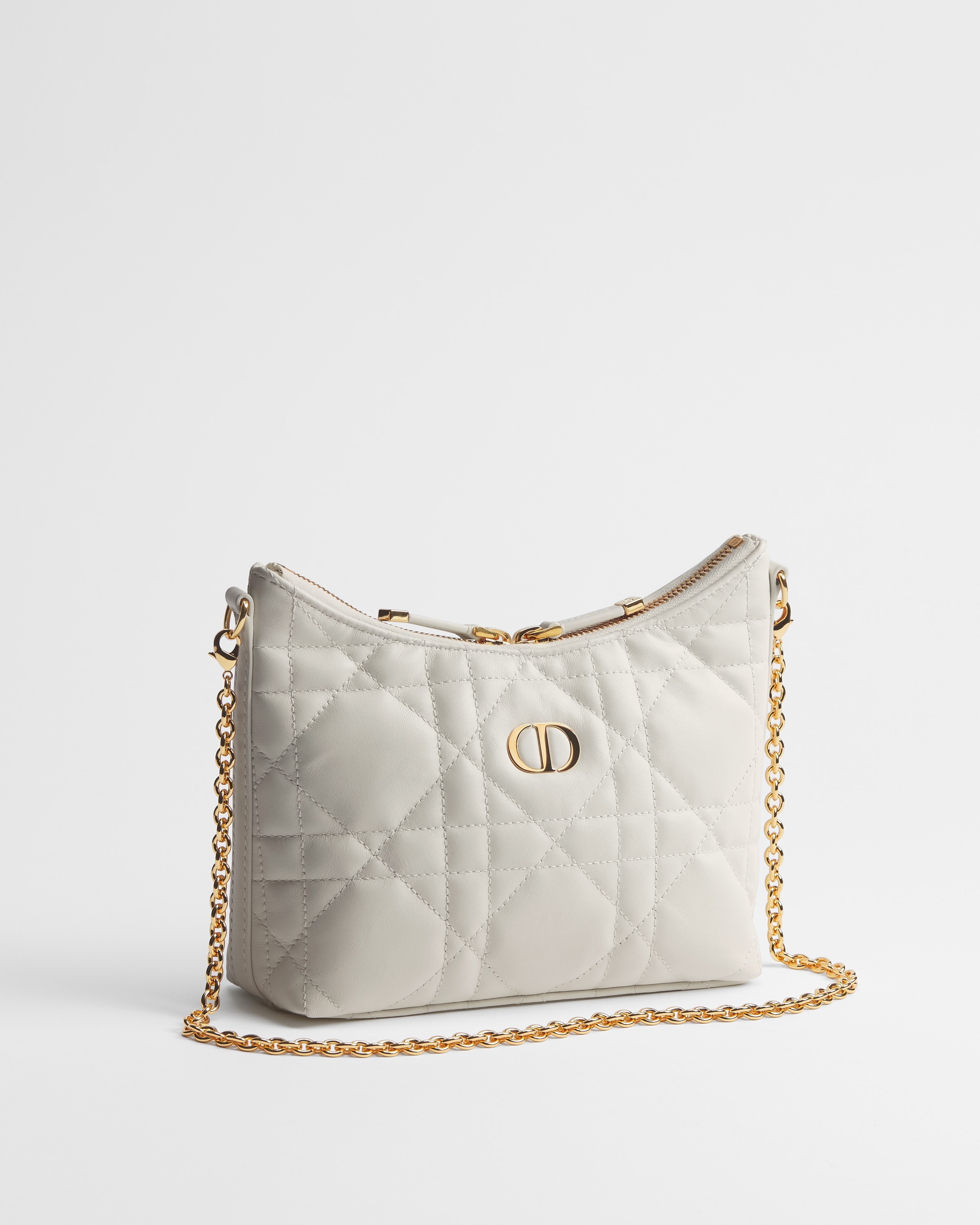 Miss Caro Diorling 附鏈帶迷你包 奶白色 Macrocannage 大籐格紋羊皮 E03