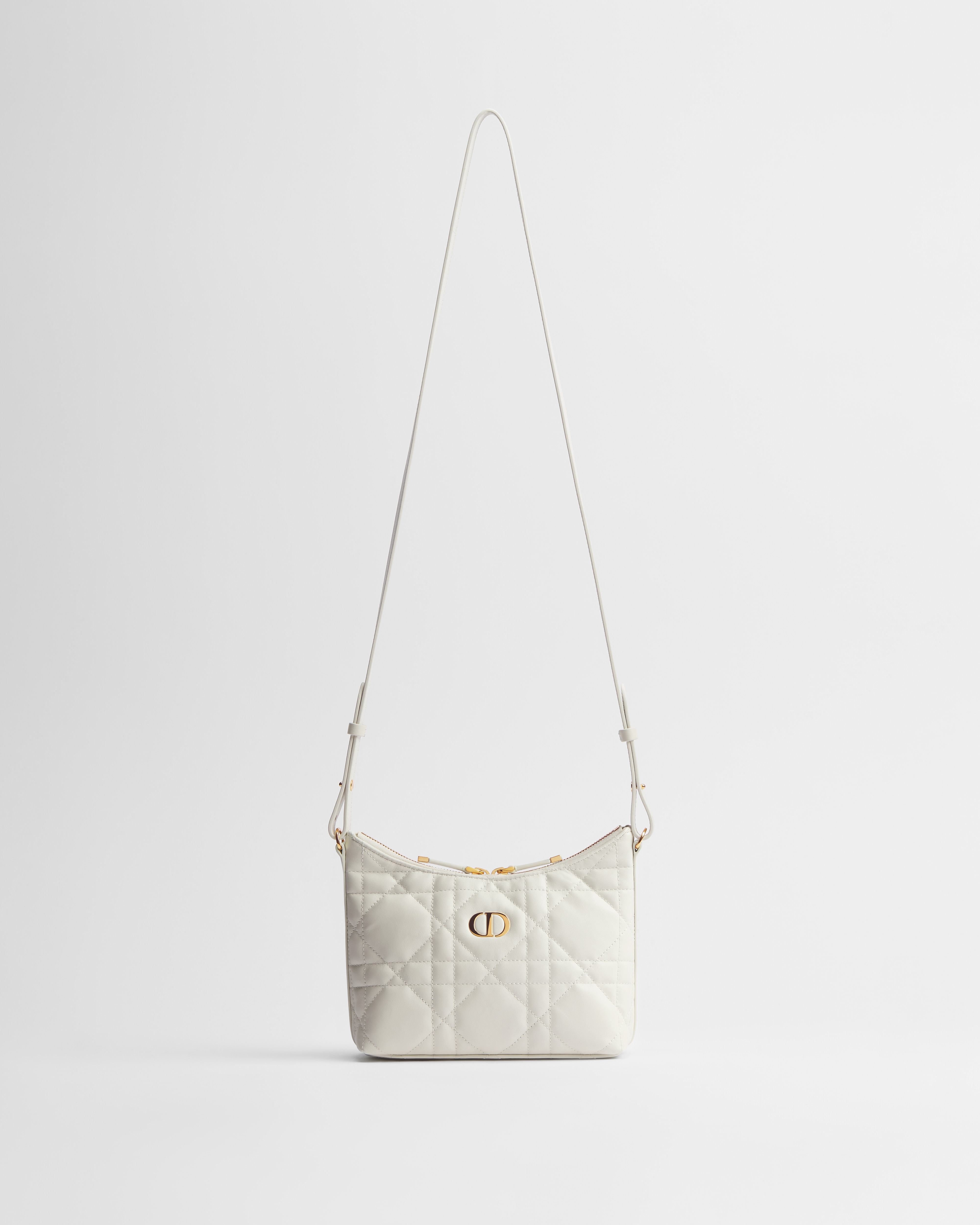 Miss Caro Diorling 附鏈帶迷你包 奶白色 Macrocannage 大籐格紋羊皮 E07