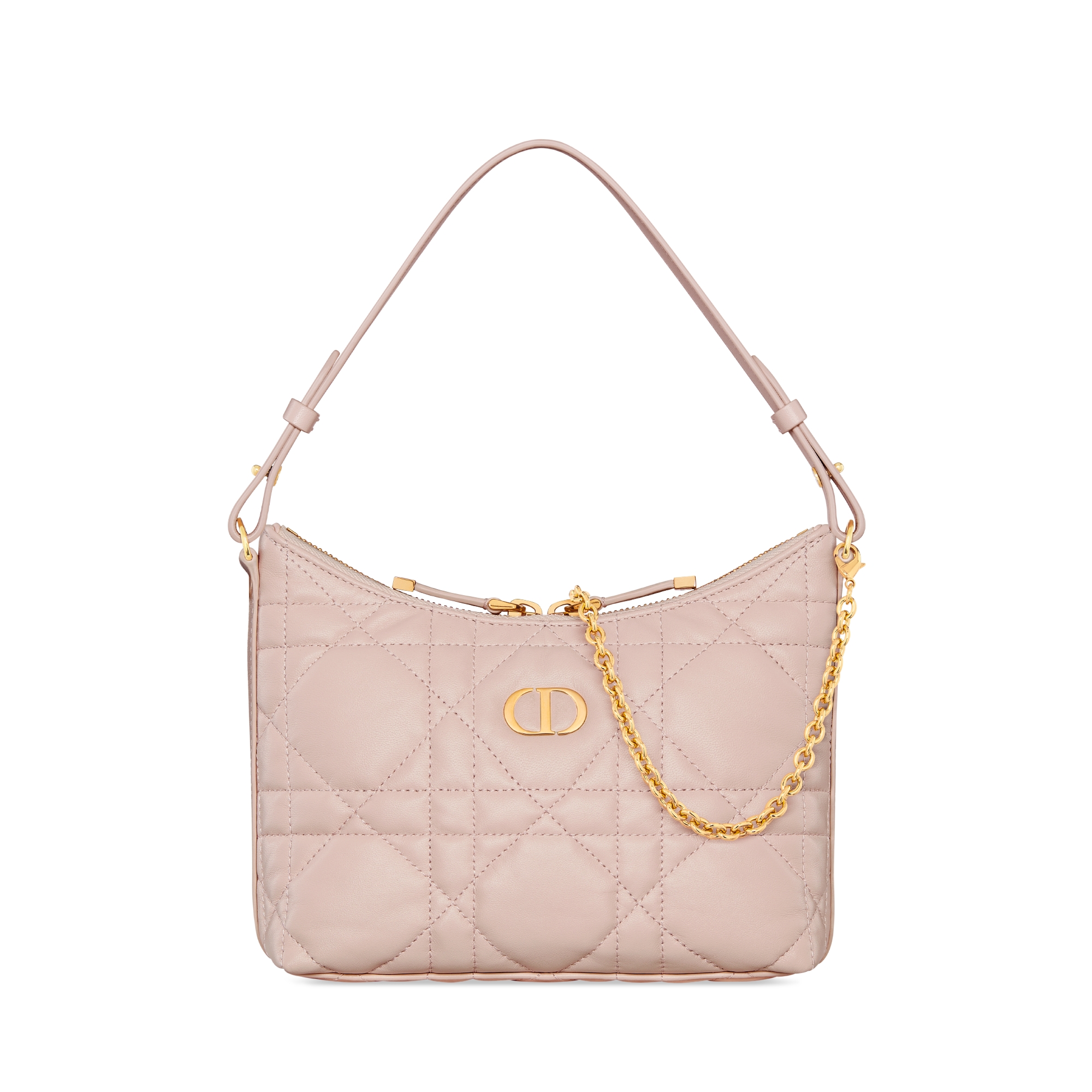 Miss Caro Diorling Mini Bag with Chain Powder Pink Macrocannage Lambskin E01