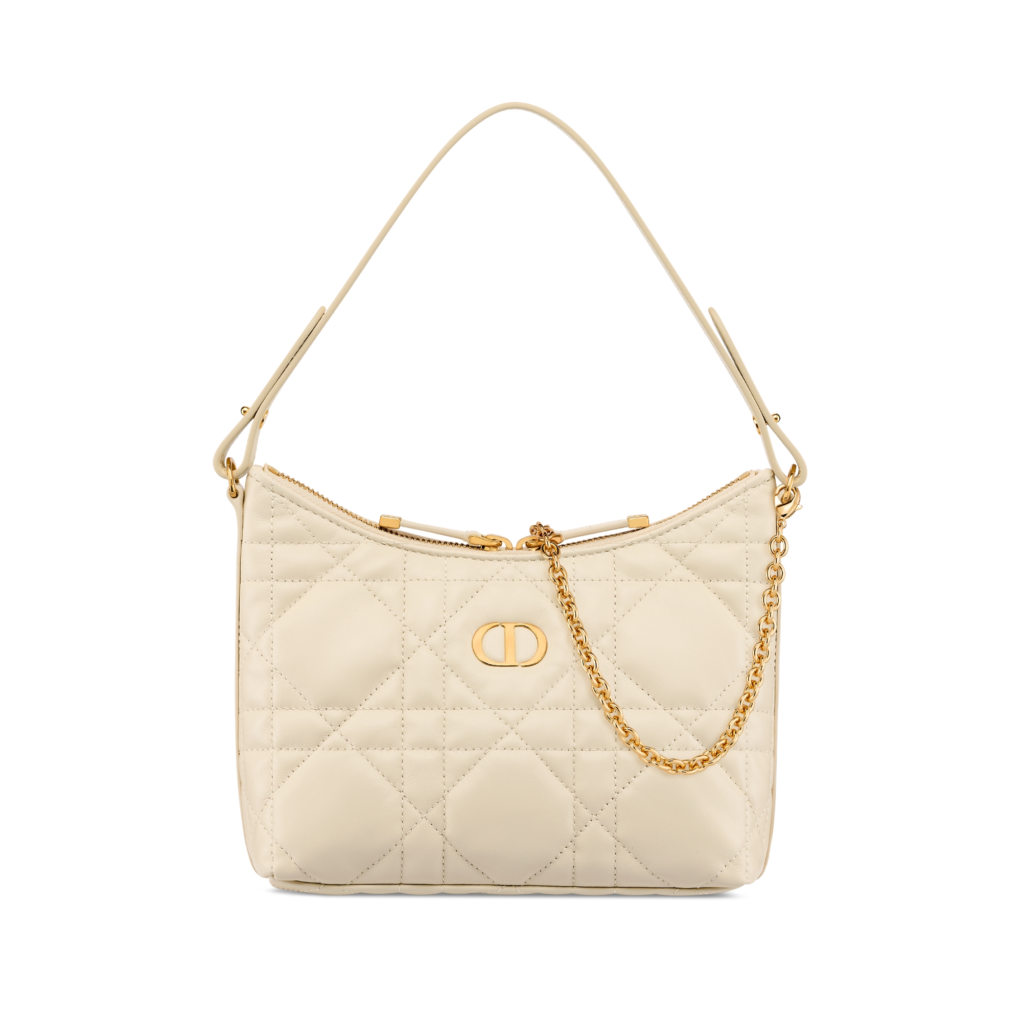 Miss Caro Diorling Mini Bag with Chain Light Beige Macrocannage Lambskin E01