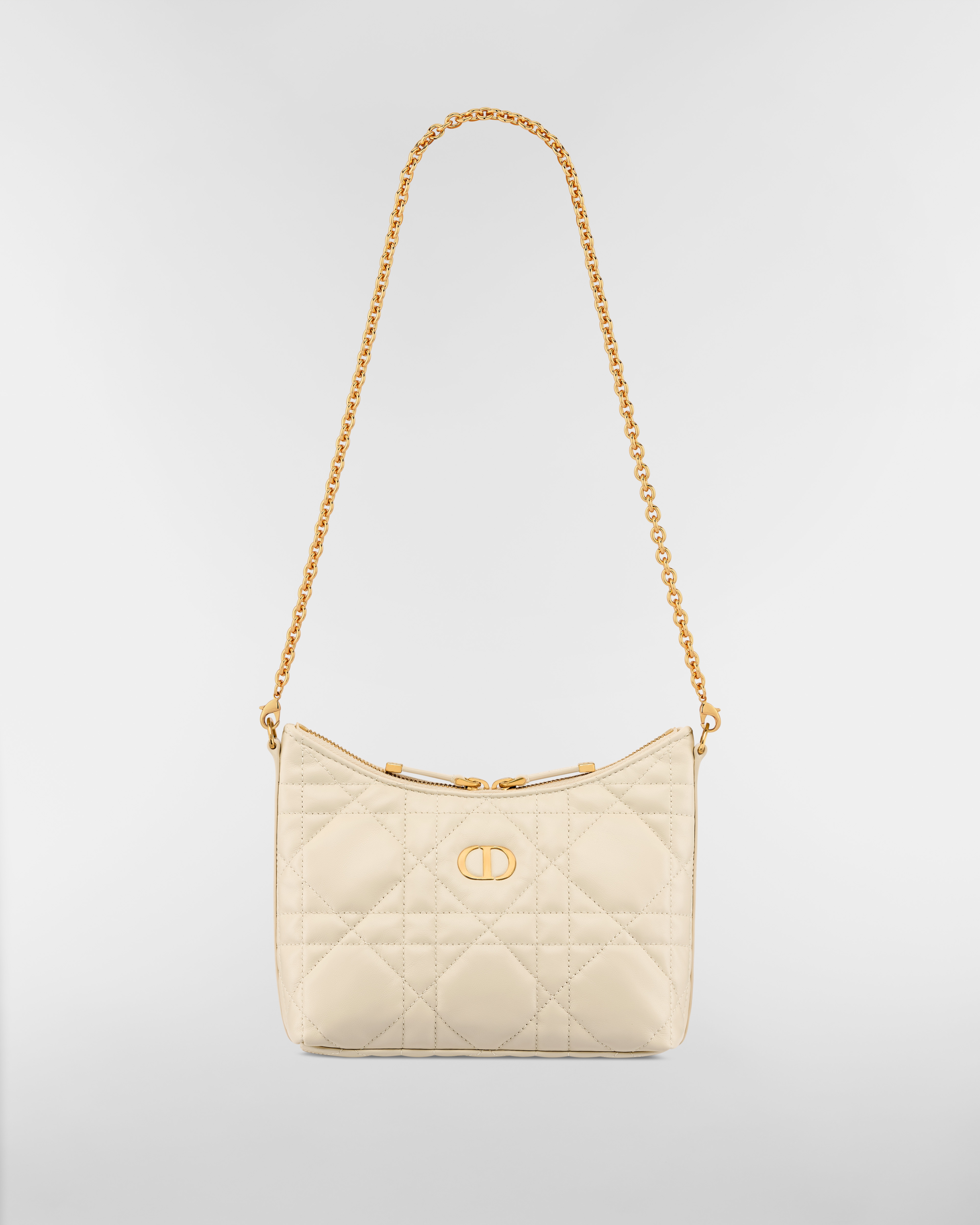 Miss Caro Diorling Mini Bag with Chain Light Beige Macrocannage Lambskin E10