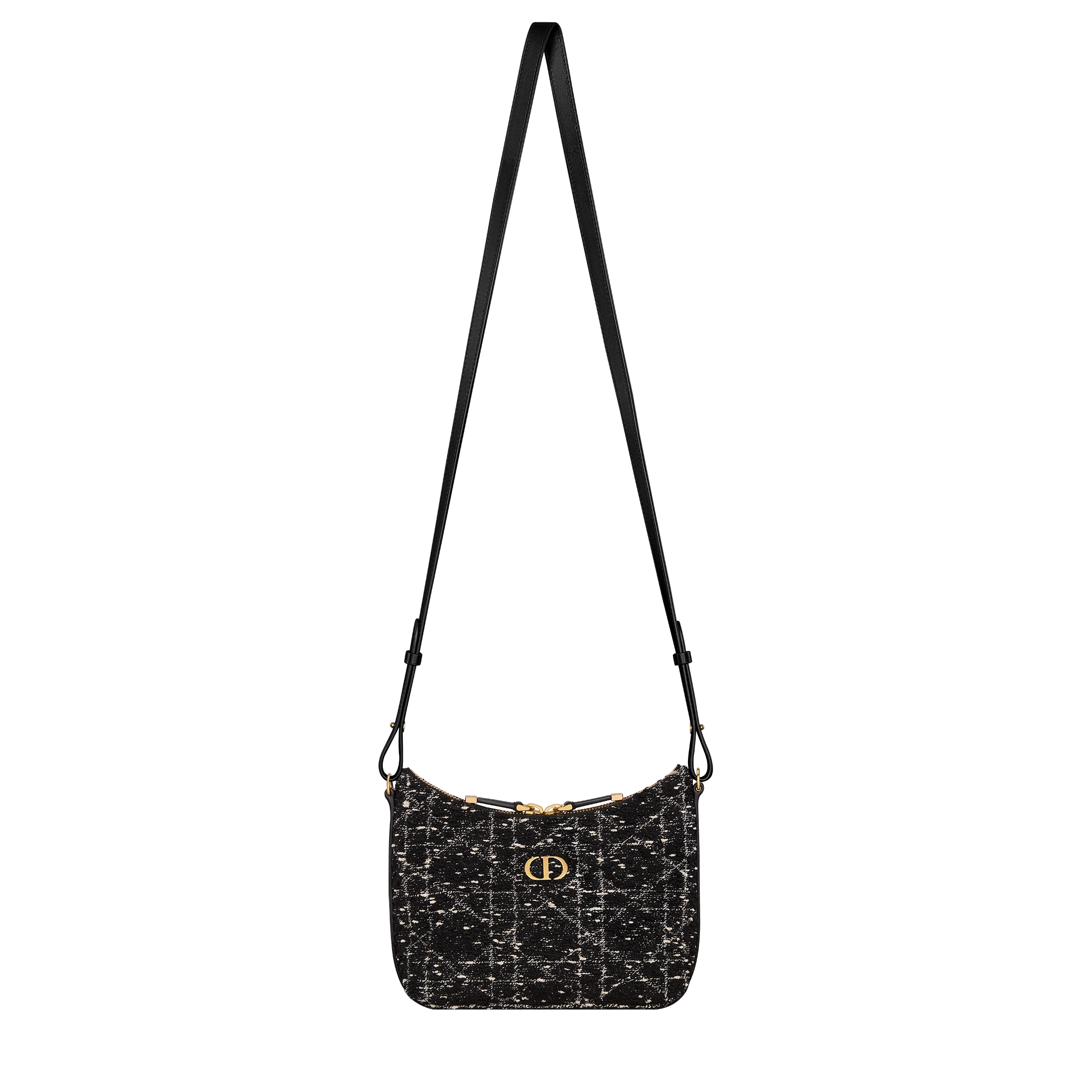 Miss Caro Diorling Mini Bag with Chain Black Cannage Tweed E07