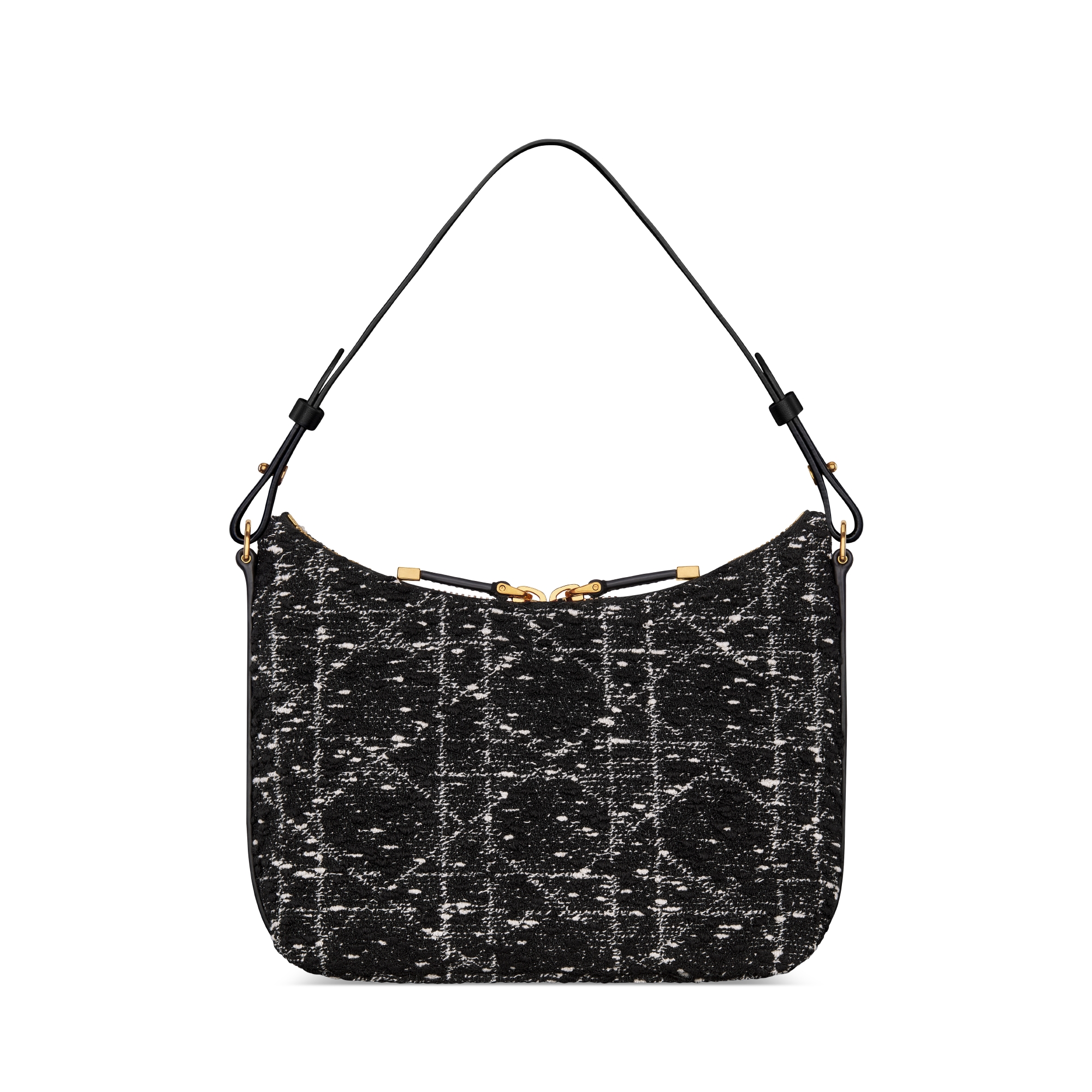 Minibolsa Miss Caro Diorling com alça de corrente Tweed Cannage preto E08