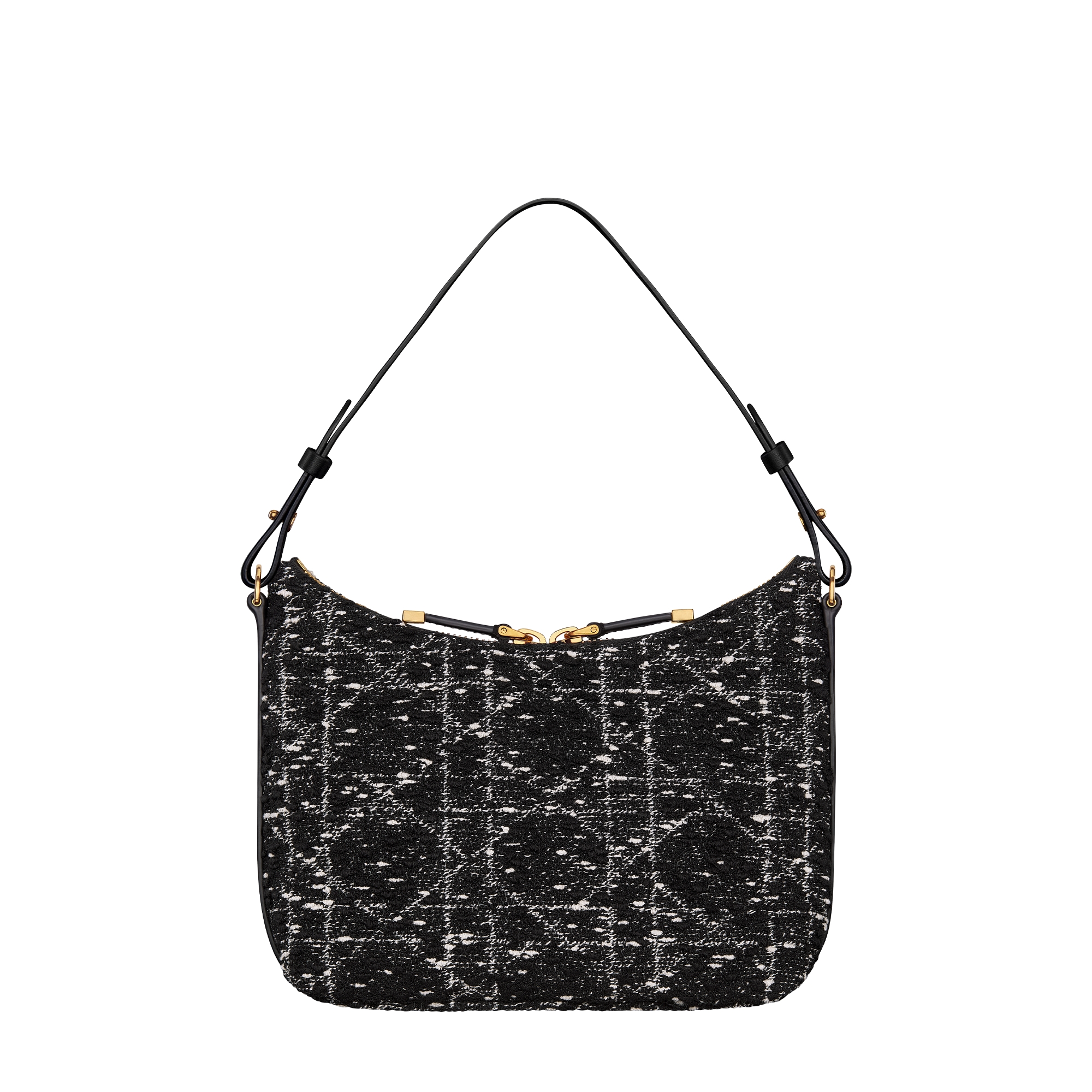 Miss Caro Diorling Mini Bag with Chain Black Cannage Tweed E08