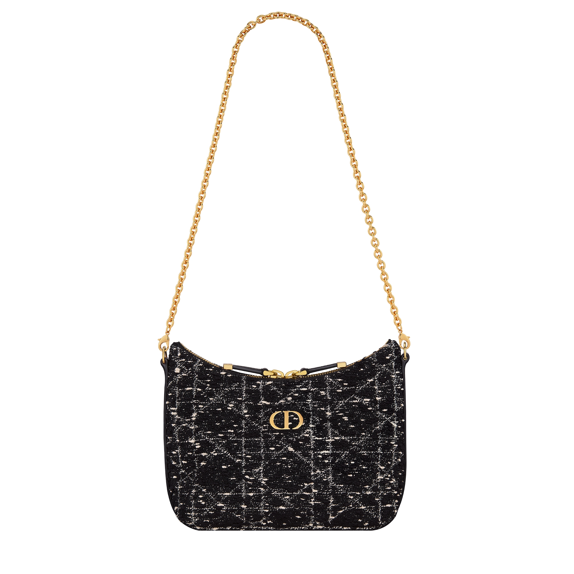 Miss Caro Diorling Mini Bag with Chain Black Cannage Tweed E10