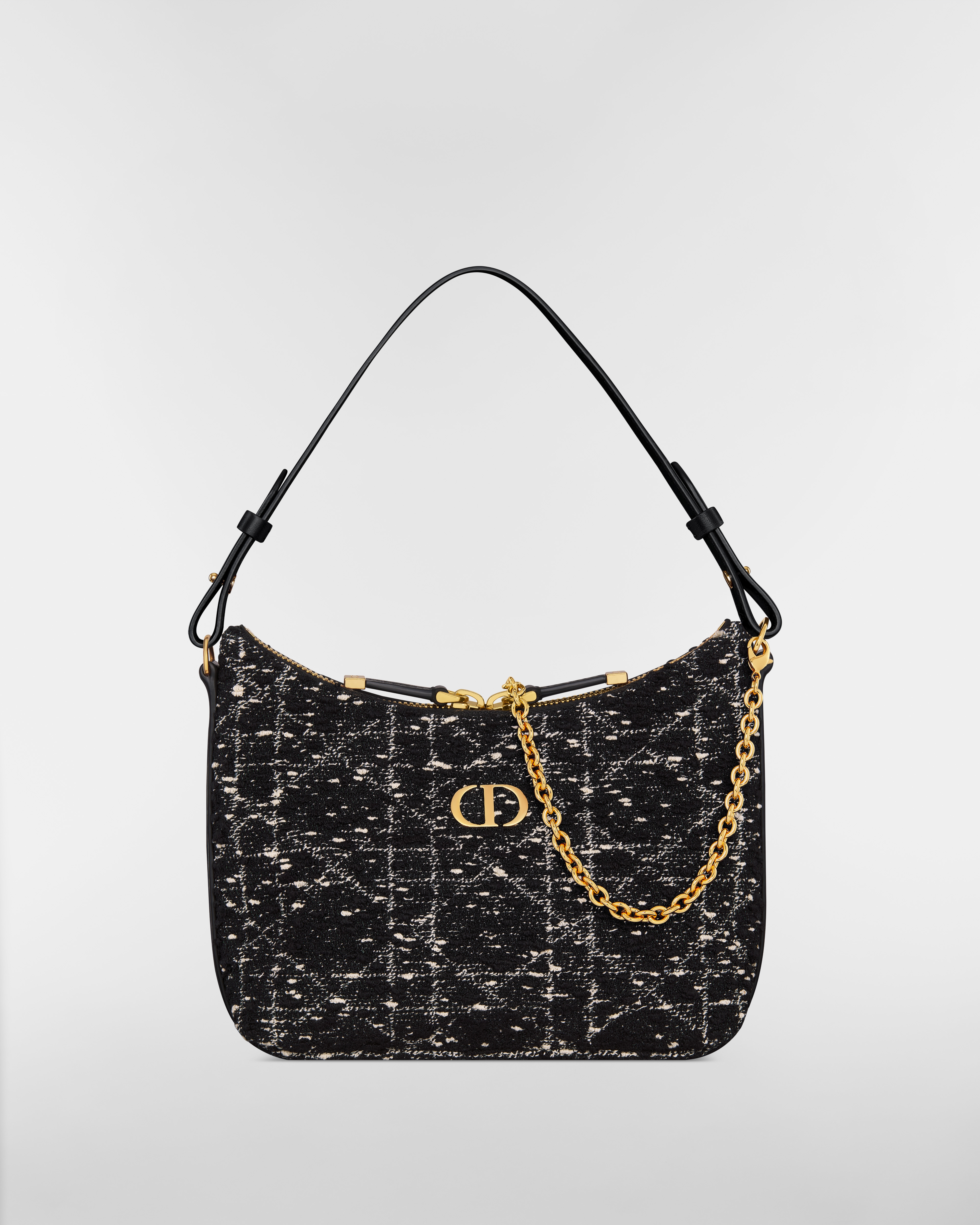 Miss Caro Diorling Minitasche mit Kette Cannage Tweed in Schwarz E01