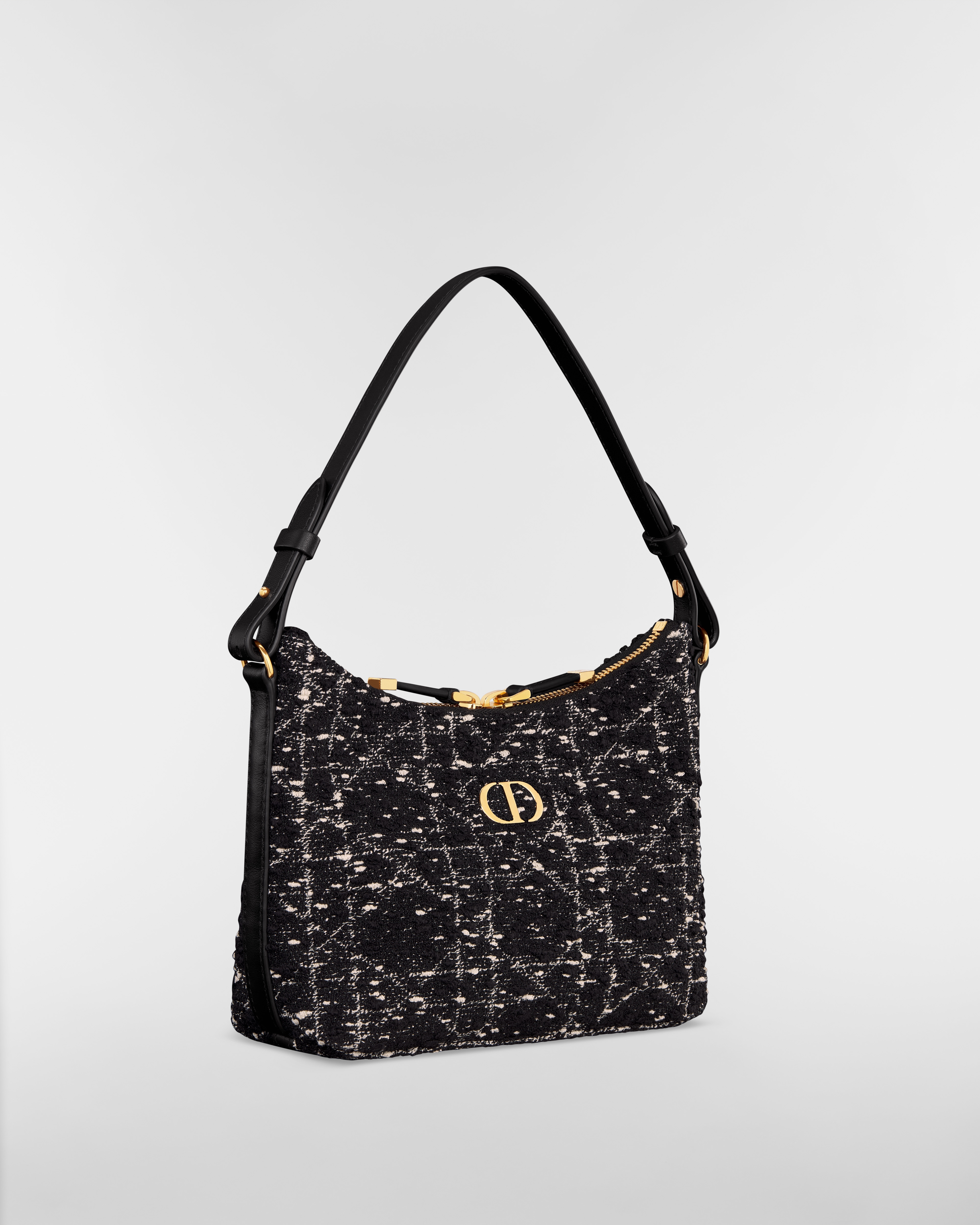 Miss Caro Diorling Minitasche mit Kette Cannage Tweed in Schwarz E03