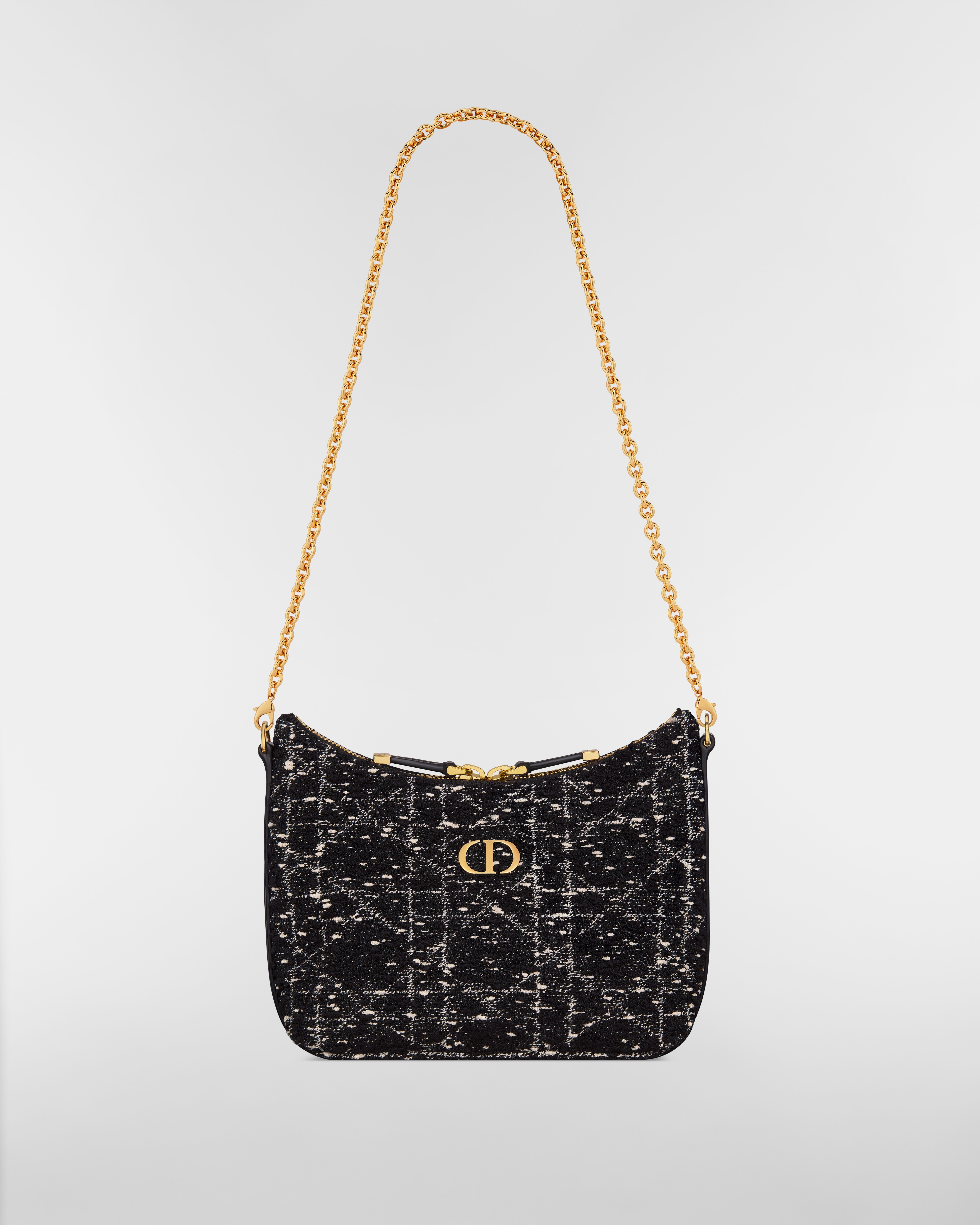 Miniborsa Miss Caro Diorling con catena Tweed Cannage nero E10