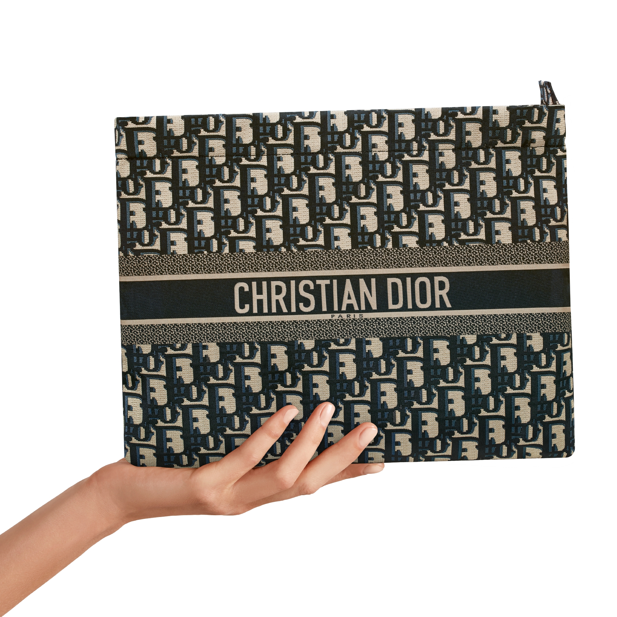 DiorTravel Pouch mit Reißverschluss Dior Oblique Funktionsstoff in Blau E11