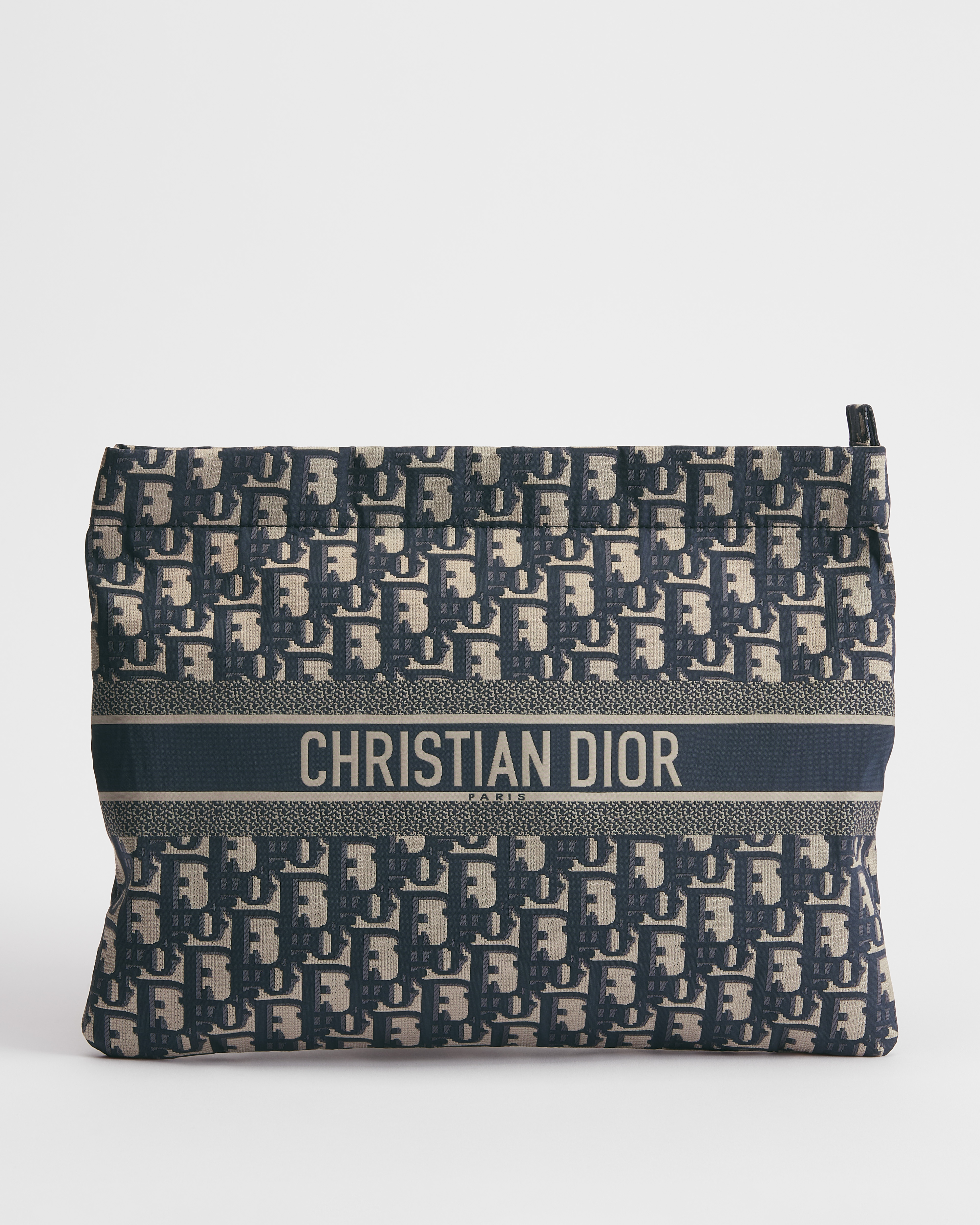 DiorTravel 지퍼 파우치 블루 Dior Oblique 테크니컬 패브릭 E01