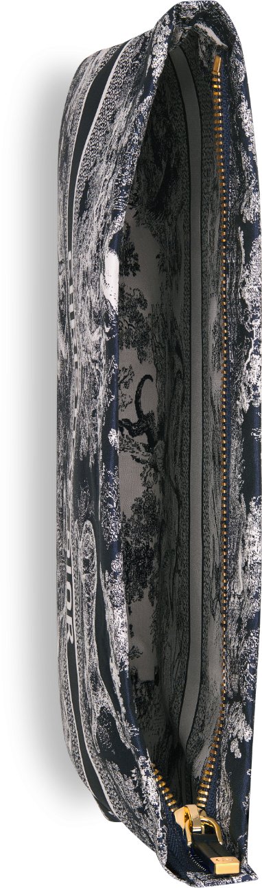 DiorTravel Zipped Pouch Blue Toile de Jouy Reverse Technical Fabric | DIOR