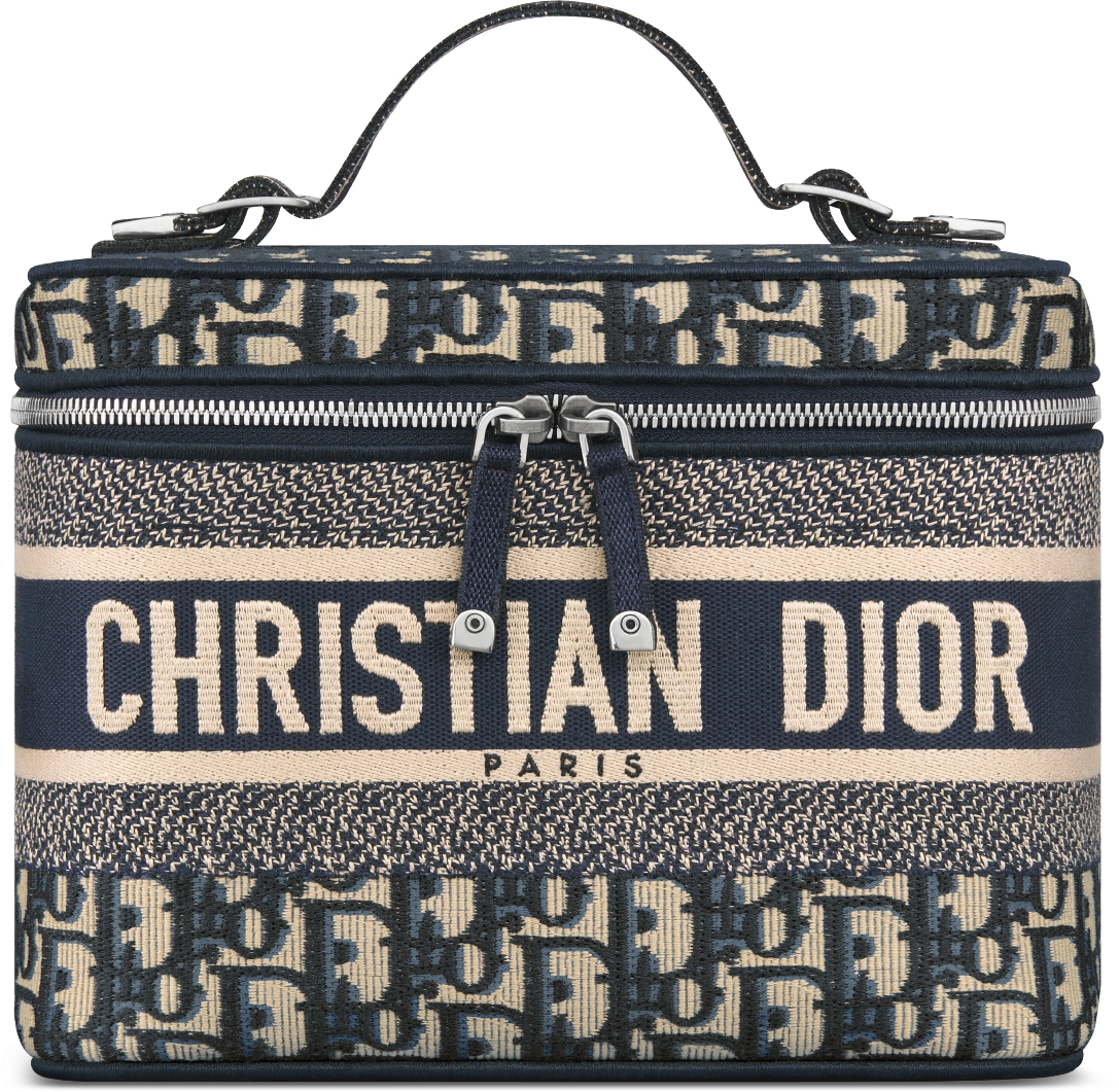 DiorTravel Kosmetiktasche Dior Oblique Stickerei in Blau DIOR