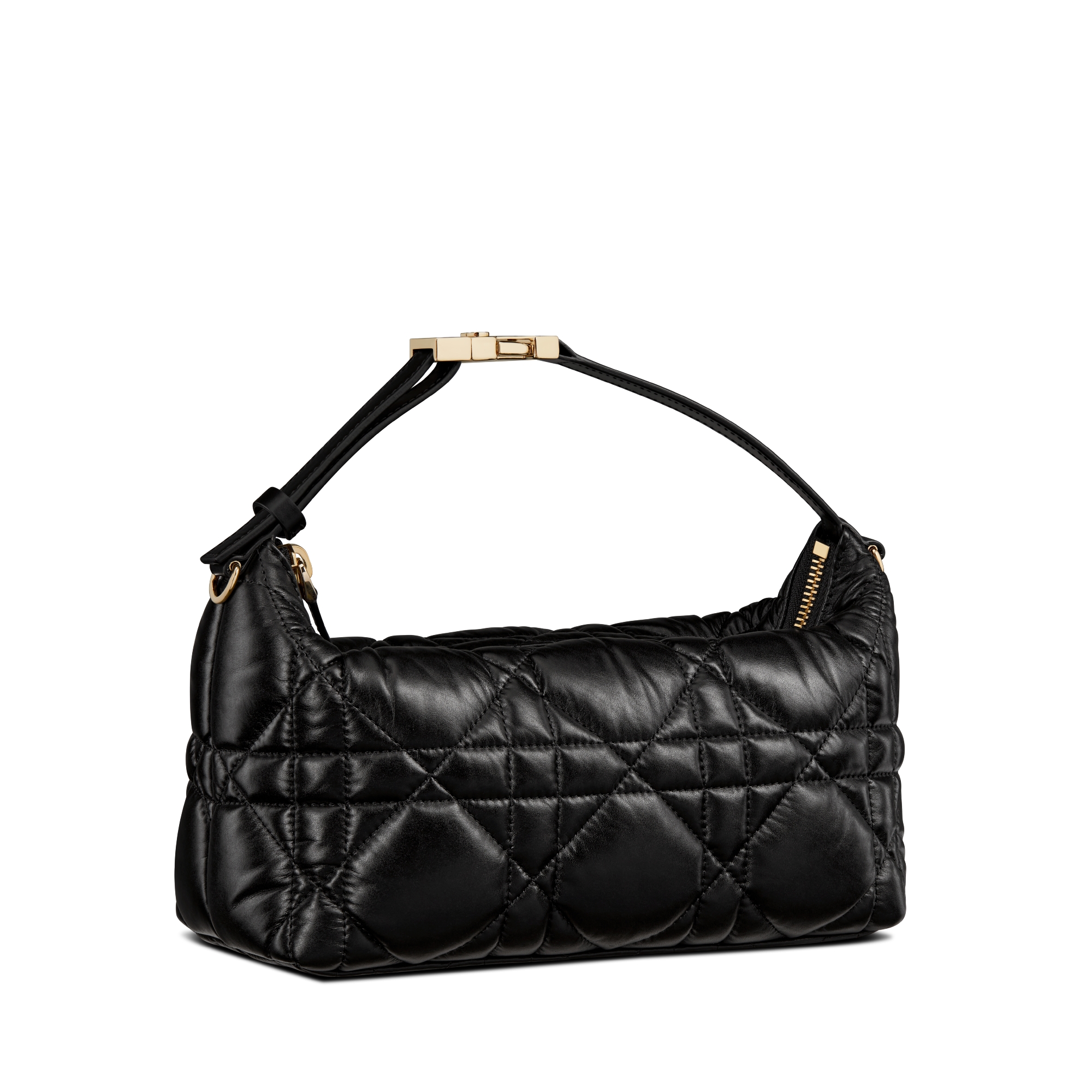 Mittelgroße DiorTravel Nomad Pouch Macrocannage Kalbsleder in Schwarz E03