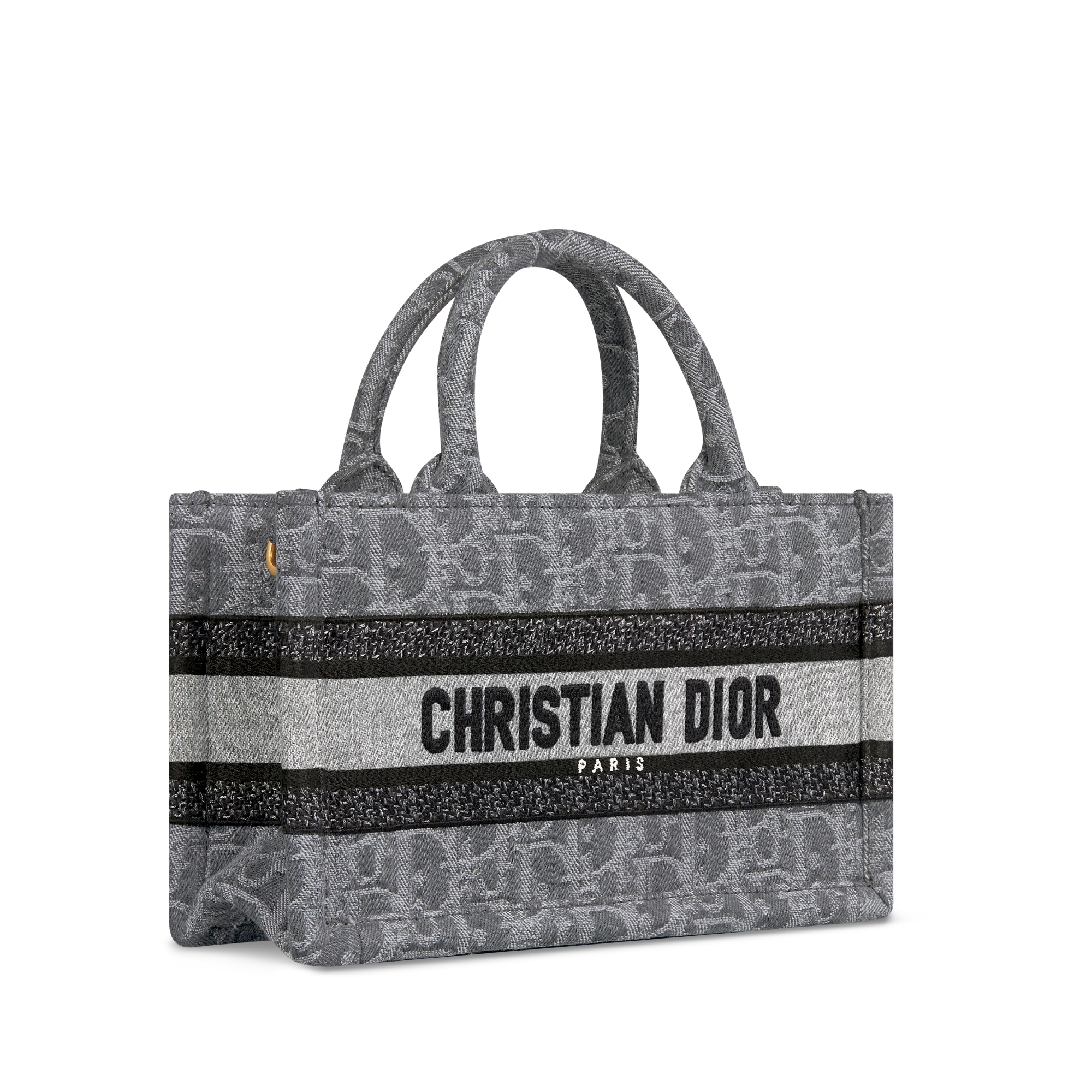 Mini Dior Book Tote Grijs Denim Dior Oblique-borduursel (21,5 x 13 x 7,5 cm) E03