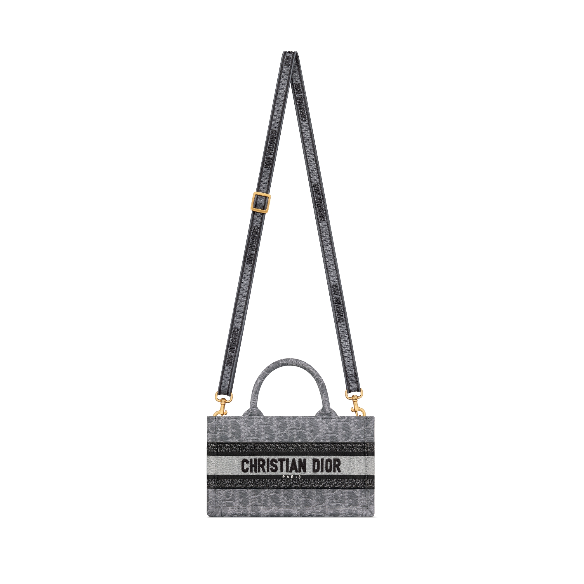 Mini Dior Book Tote Grijs Denim Dior Oblique-borduursel (21,5 x 13 x 7,5 cm) E07