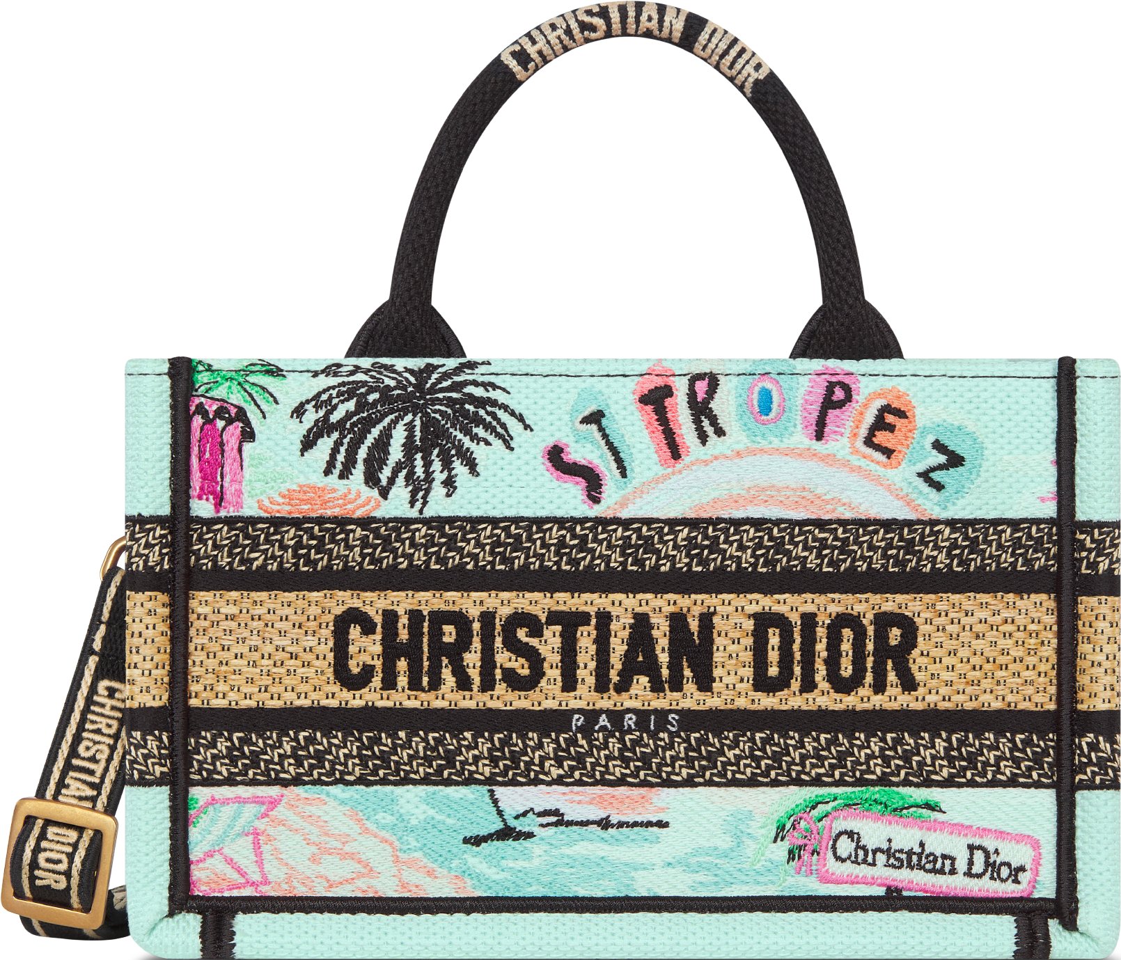 【遊び心◎】Dior★Souvenir Dior Book Tote バッグ ミニ Mini Dior Book Tote Blue Dior Oblique Embroidery (21.5 x 13