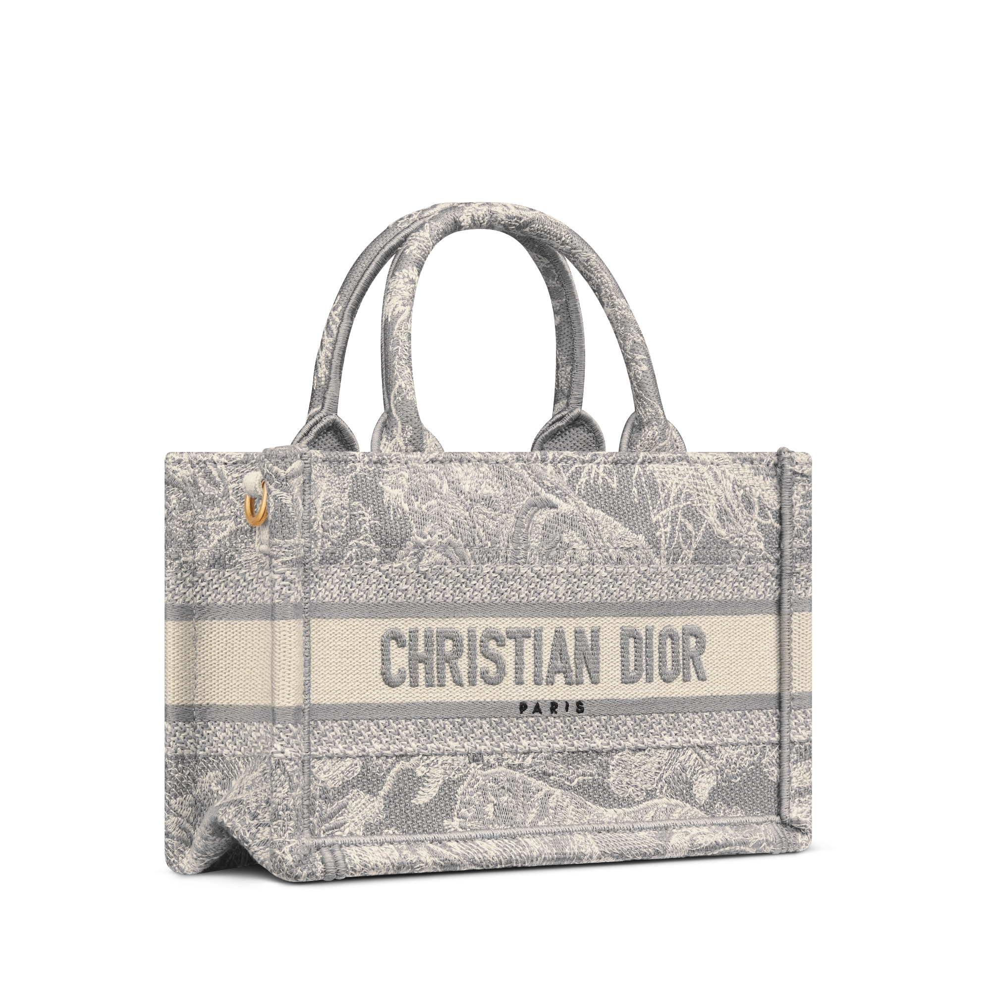 Mini Dior Book Tote Gray Toile de Jouy Reverse Embroidery (21.5 x 13 x 7.5 cm) E03