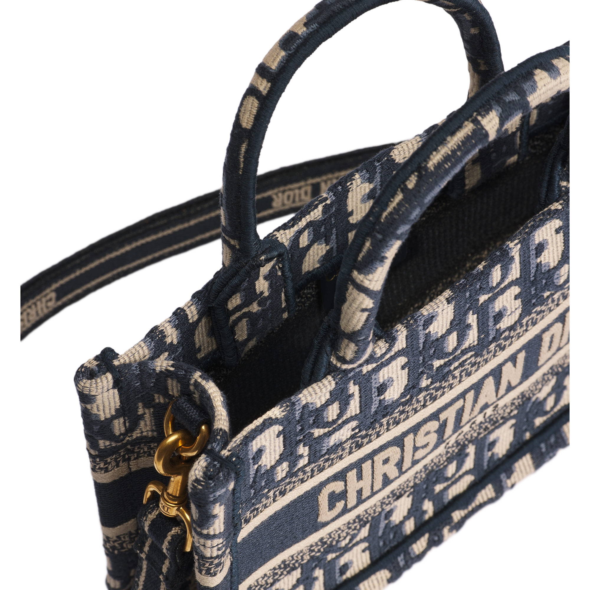 Mini Dior Book Tote Blue Dior Oblique Embroidery (21.5 x 13 x 7.5 cm) E06