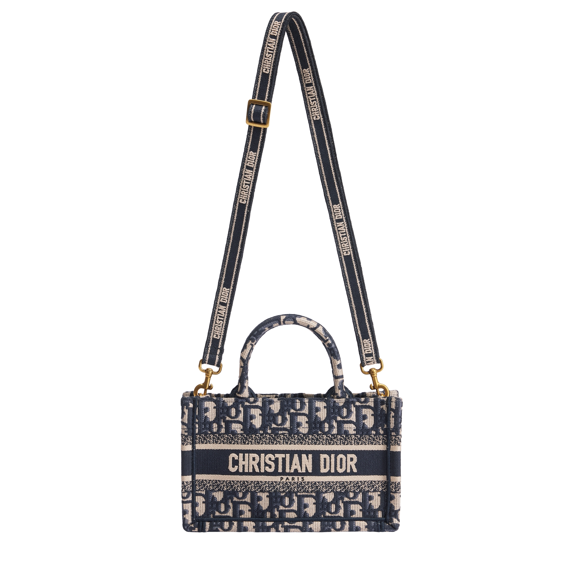 Mini Dior Book Tote Blue Dior Oblique Embroidery (21.5 x 13 x 7.5 cm) E07