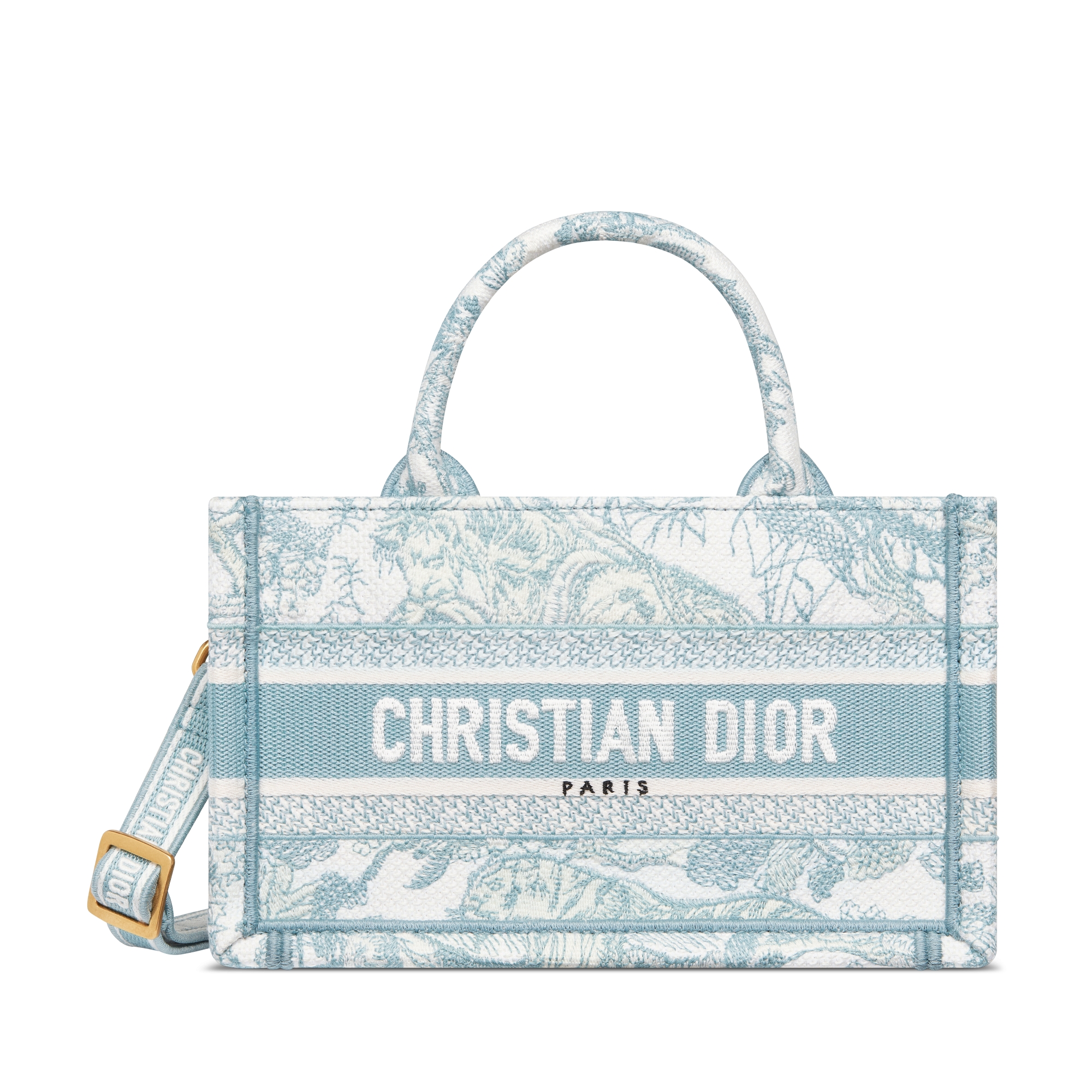 チャームがアクセント【DIOR】Dioriviera Book Tote バッグ ミニ Dioriviera Mini Dior Book Tote White and Celestial Blue