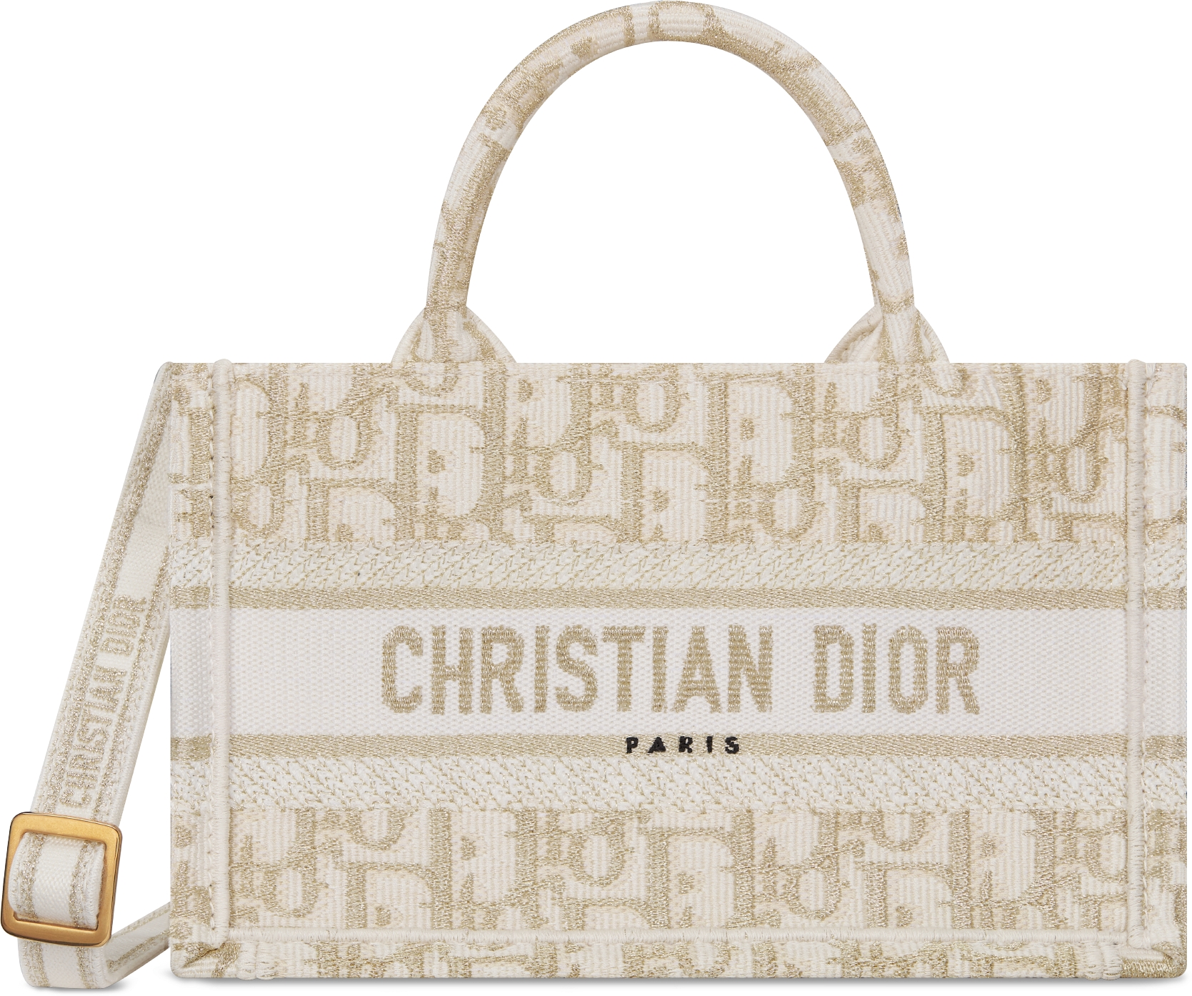 Large Dior Book Tote White and Gold Tone Dior Oblique Embroidery 42 x 35 x 18.5 cm DIOR