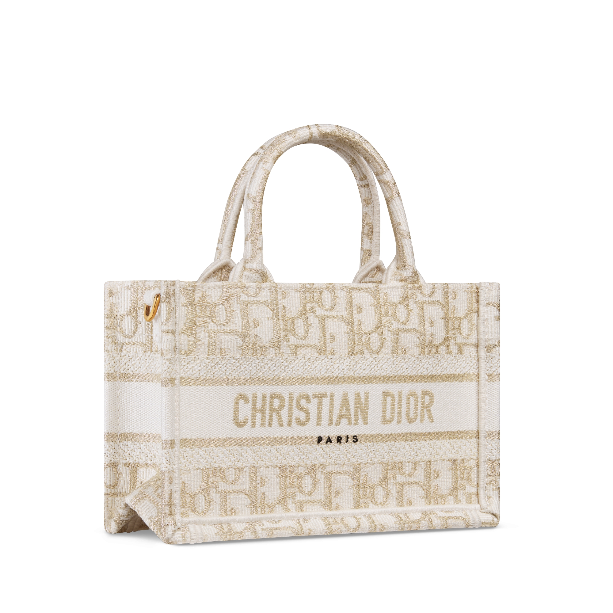 Dior Book Tote 미니 백 화이트 & 골드 톤 Dior Oblique 자수 (21.5 x 13 x 7.5cm) E03
