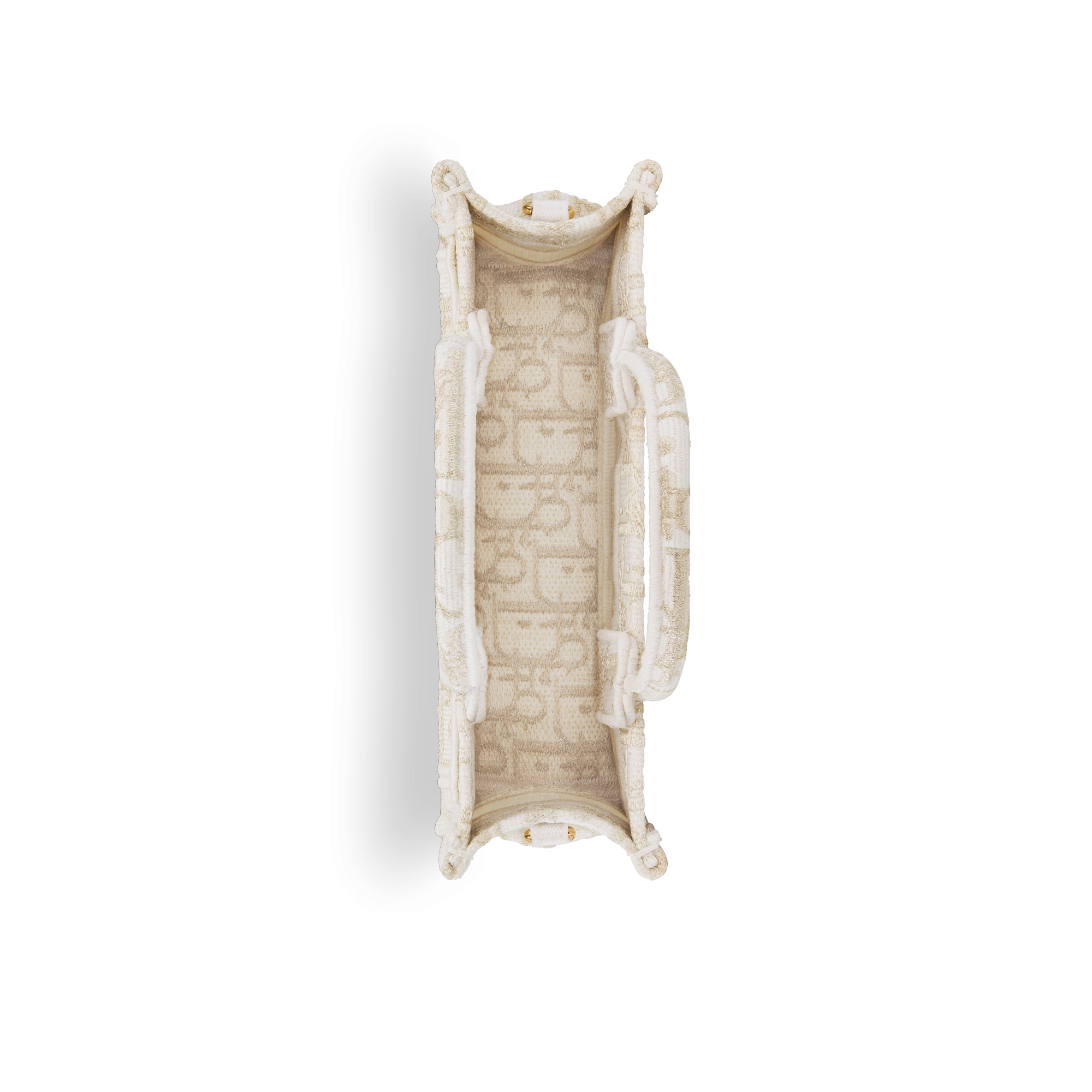迷你 Dior Book Tote 白色和金色色調 Dior Oblique 刺繡（21.5 x 13 x 7.5 厘米） E06