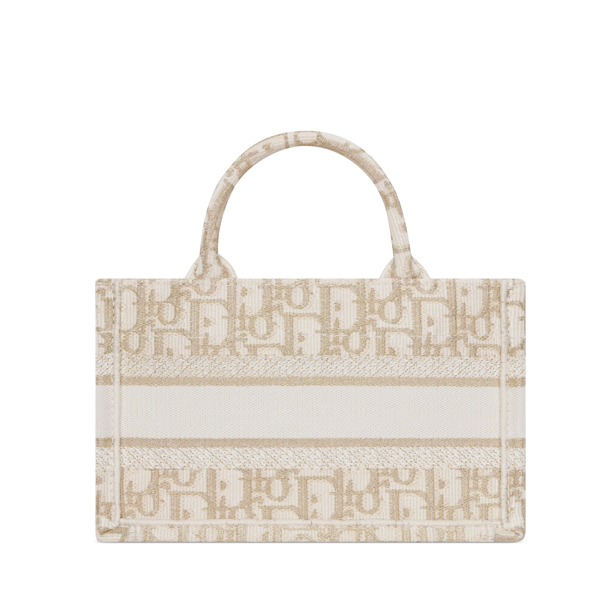 Dior Book Tote 미니 백 화이트 & 골드 톤 Dior Oblique 자수 (21.5 x 13 x 7.5cm) E08