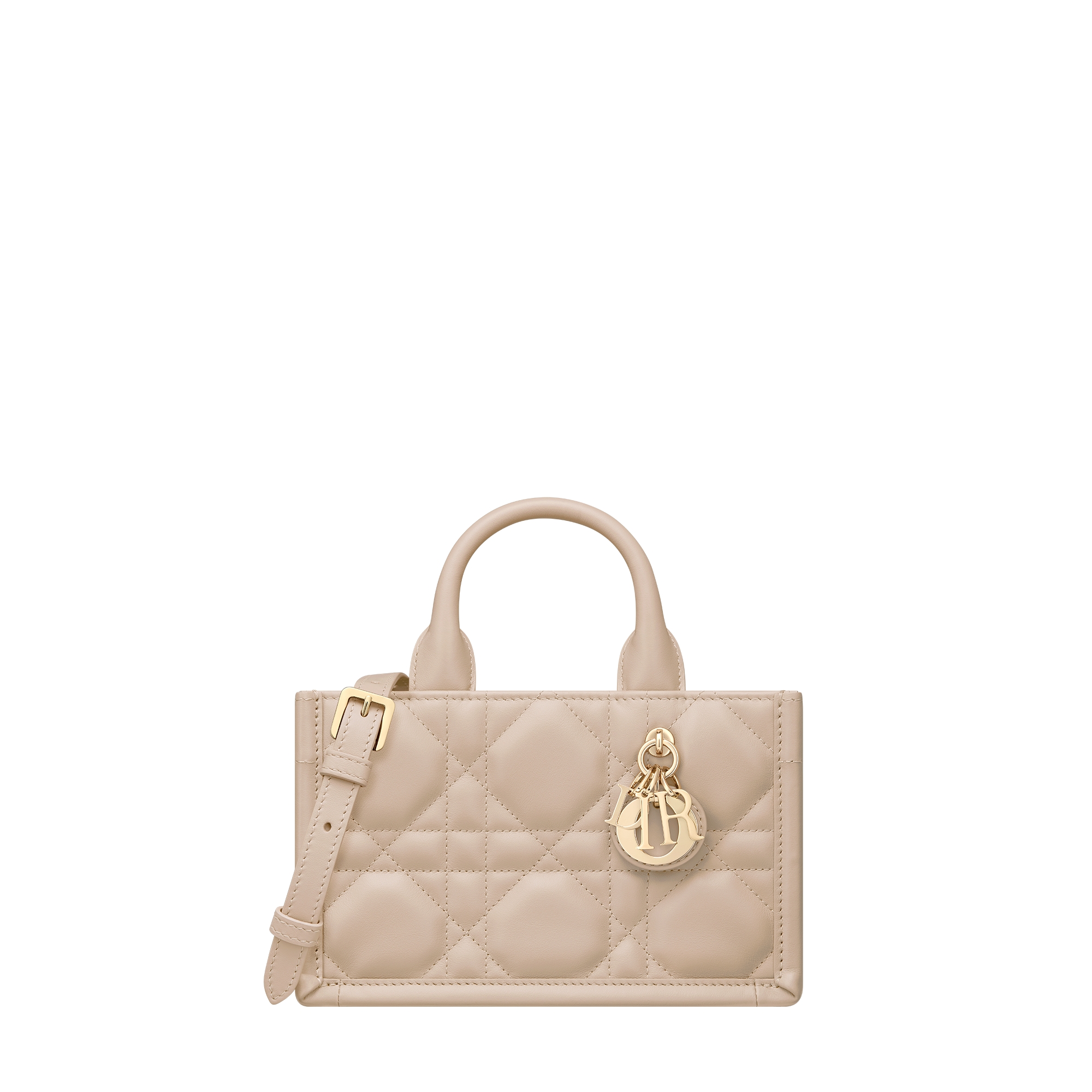  หนังลูกวัวลาย Macrocannage สีพาวเดอร์เบจ (21.5 x 13 x 7.5 ซม.)