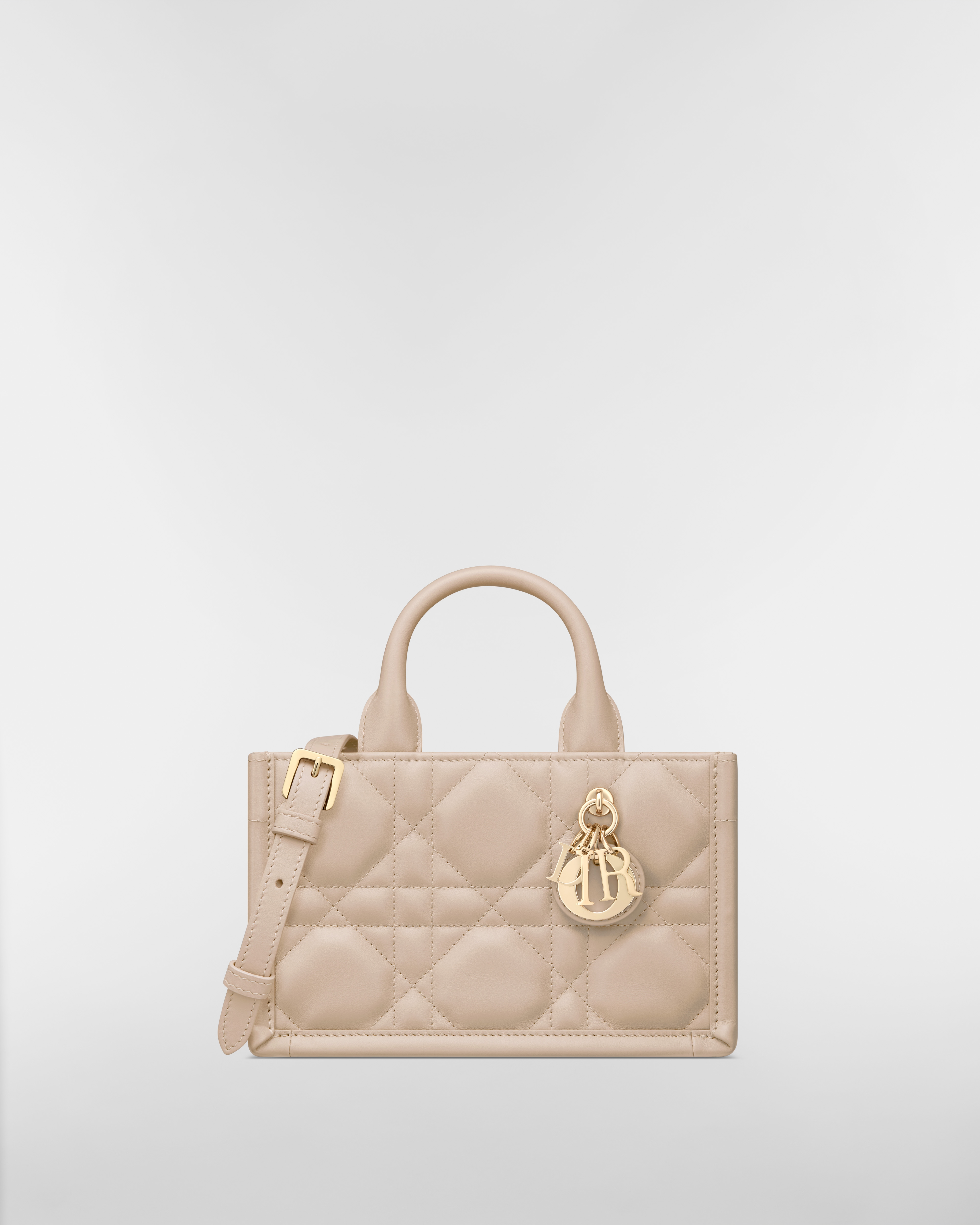 Borsa mini Dior Book Tote Pelle di vitello Macrocannage beige tenue (21,5 x 13 x 7,5 cm) E01