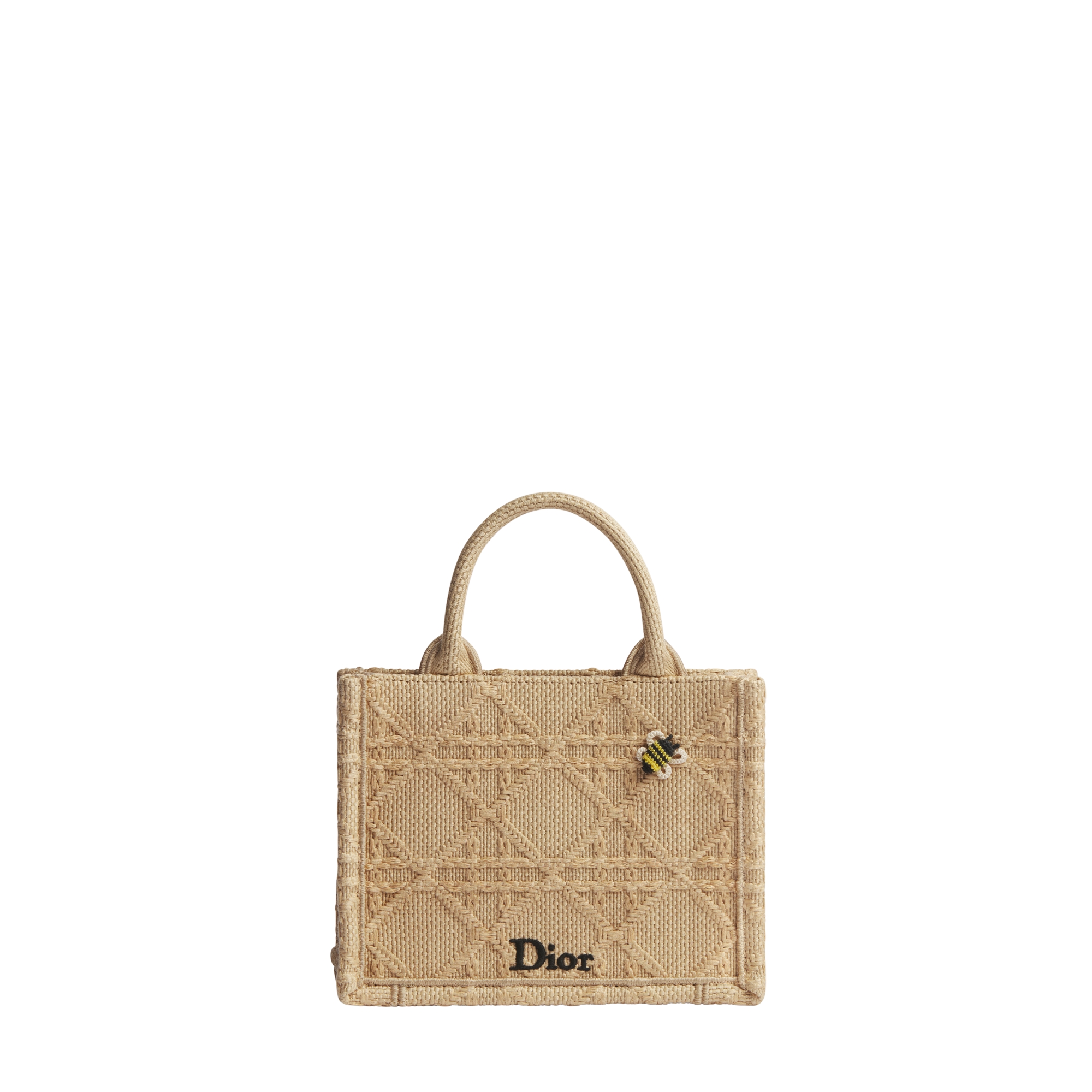 Mini Dior Book Tote with Strap Natural Cannage Raffia (20.5 x 16 x 7 cm) E01