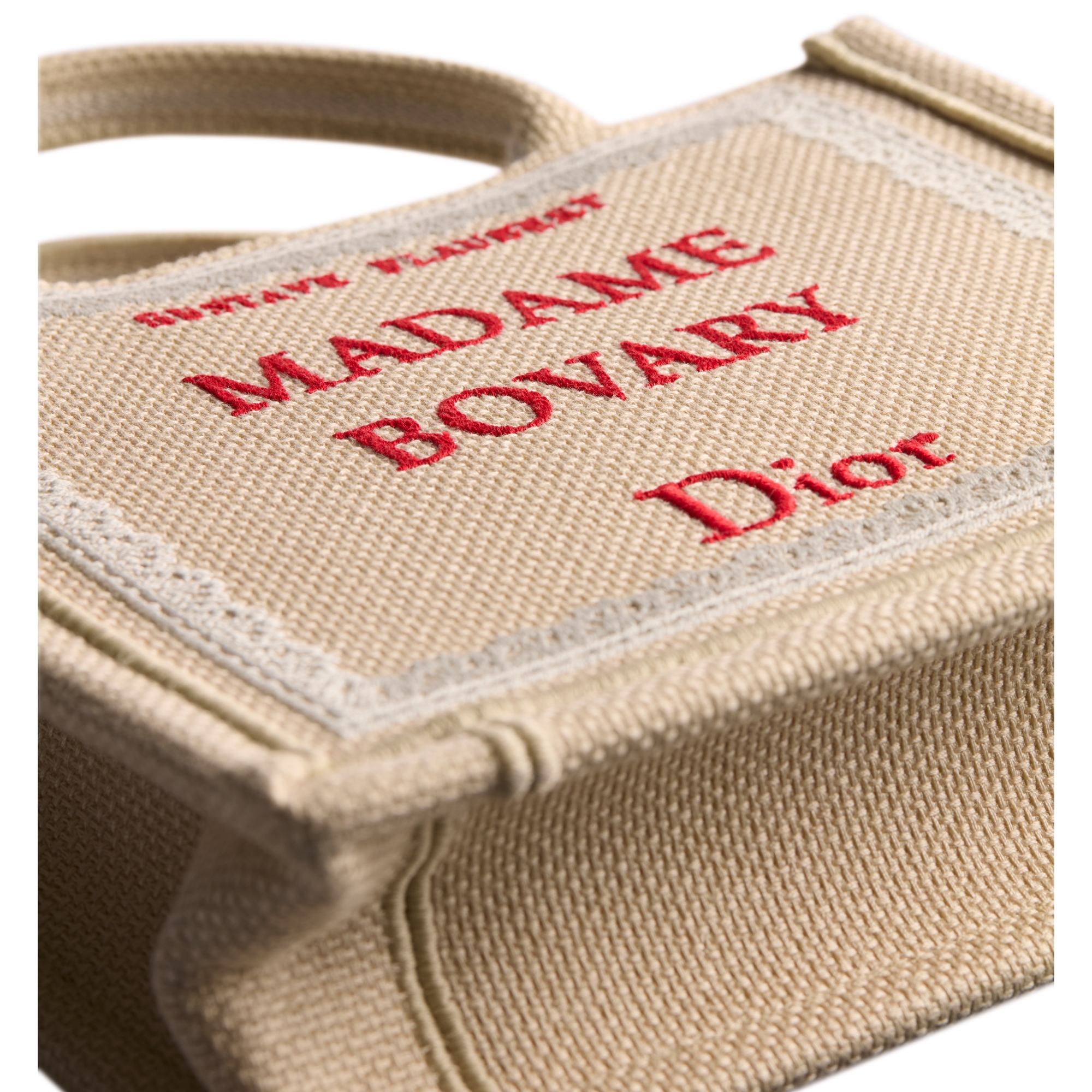 Mini Dior Book Tote with Strap Beige and Red Book Cover Embroidery (21 x 16 x 6.5 cm) E09