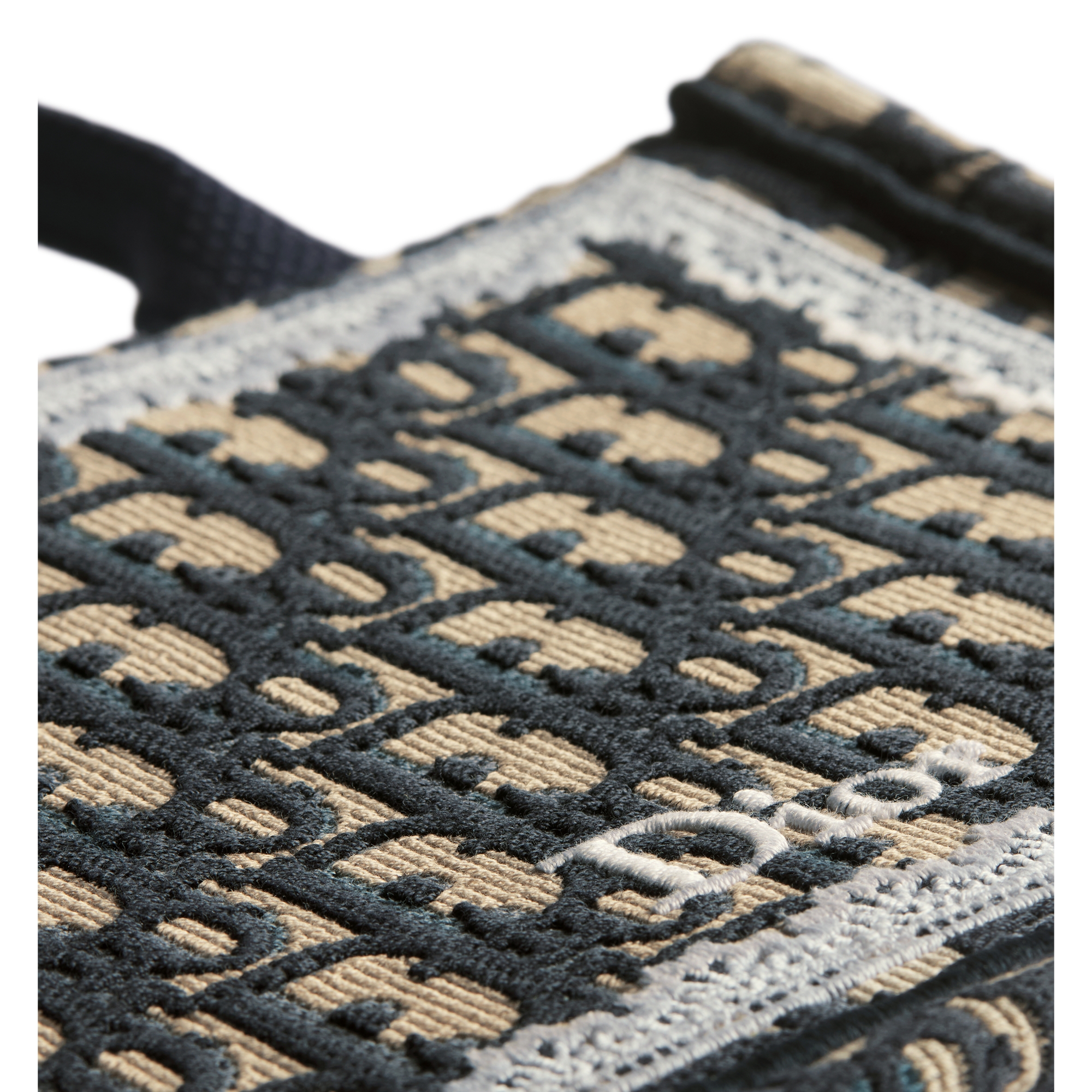 Mini Dior Book Tote with Strap Blue Dior Oblique Embroidery and White Lace (21 x 16 x 6.5 cm) E09