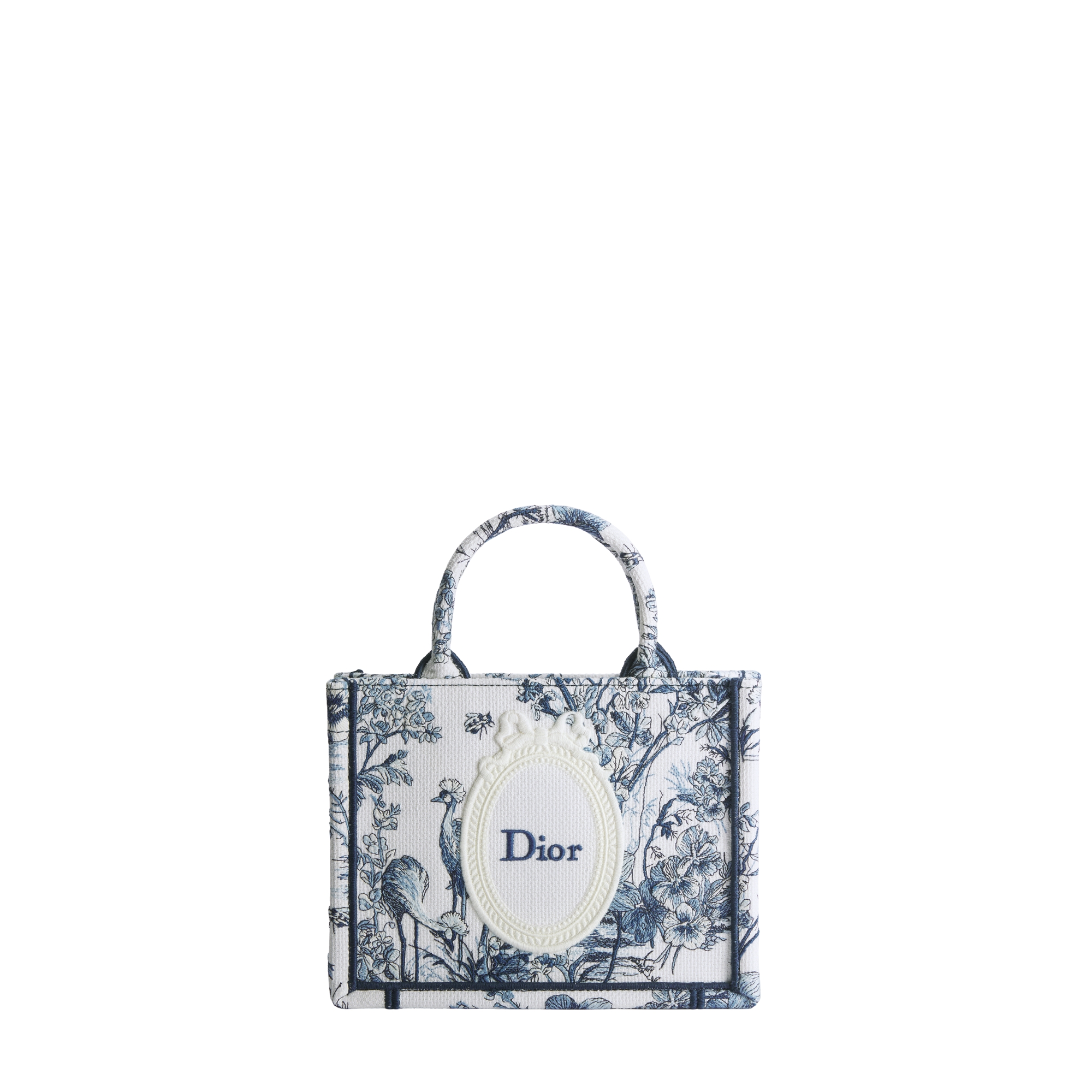 Mini Dior Book Tote with Strap Blue Toile de Jouy Floral Garden