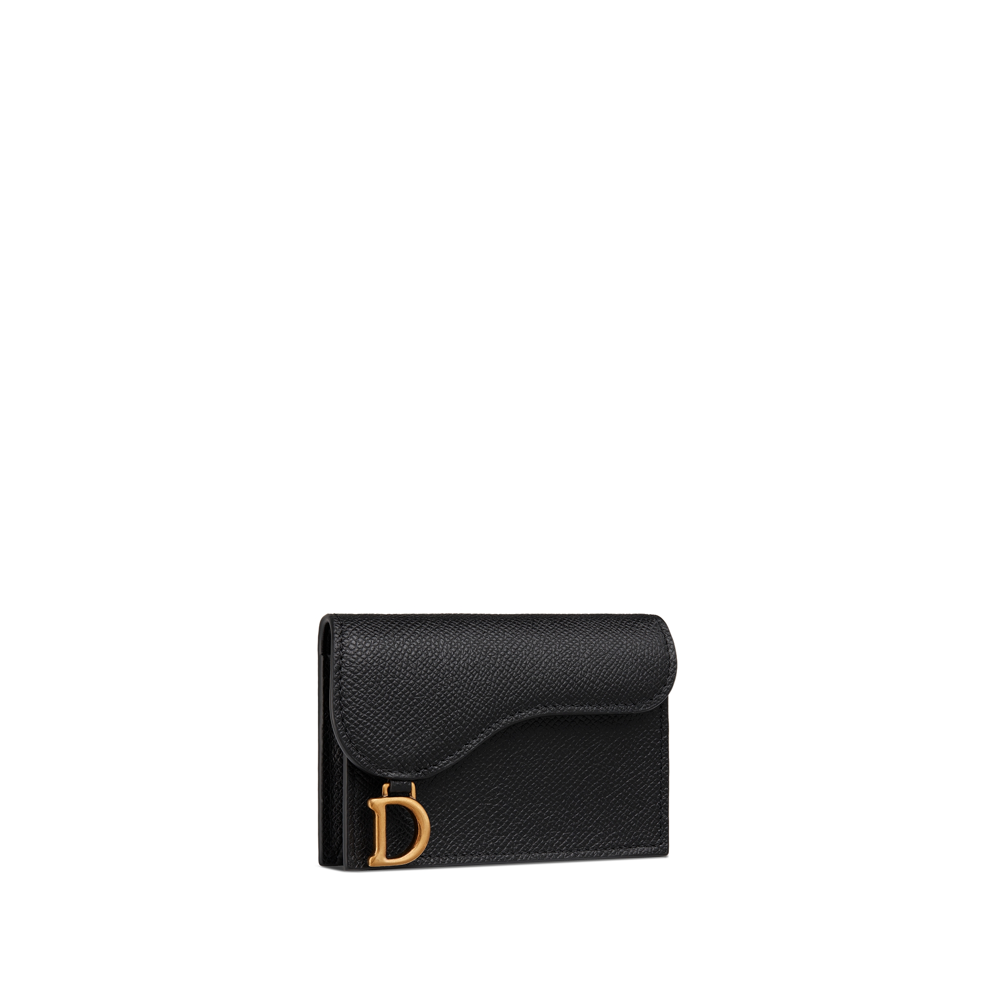 Saddle Bloom Card Holder Black Grained Calfskin E03