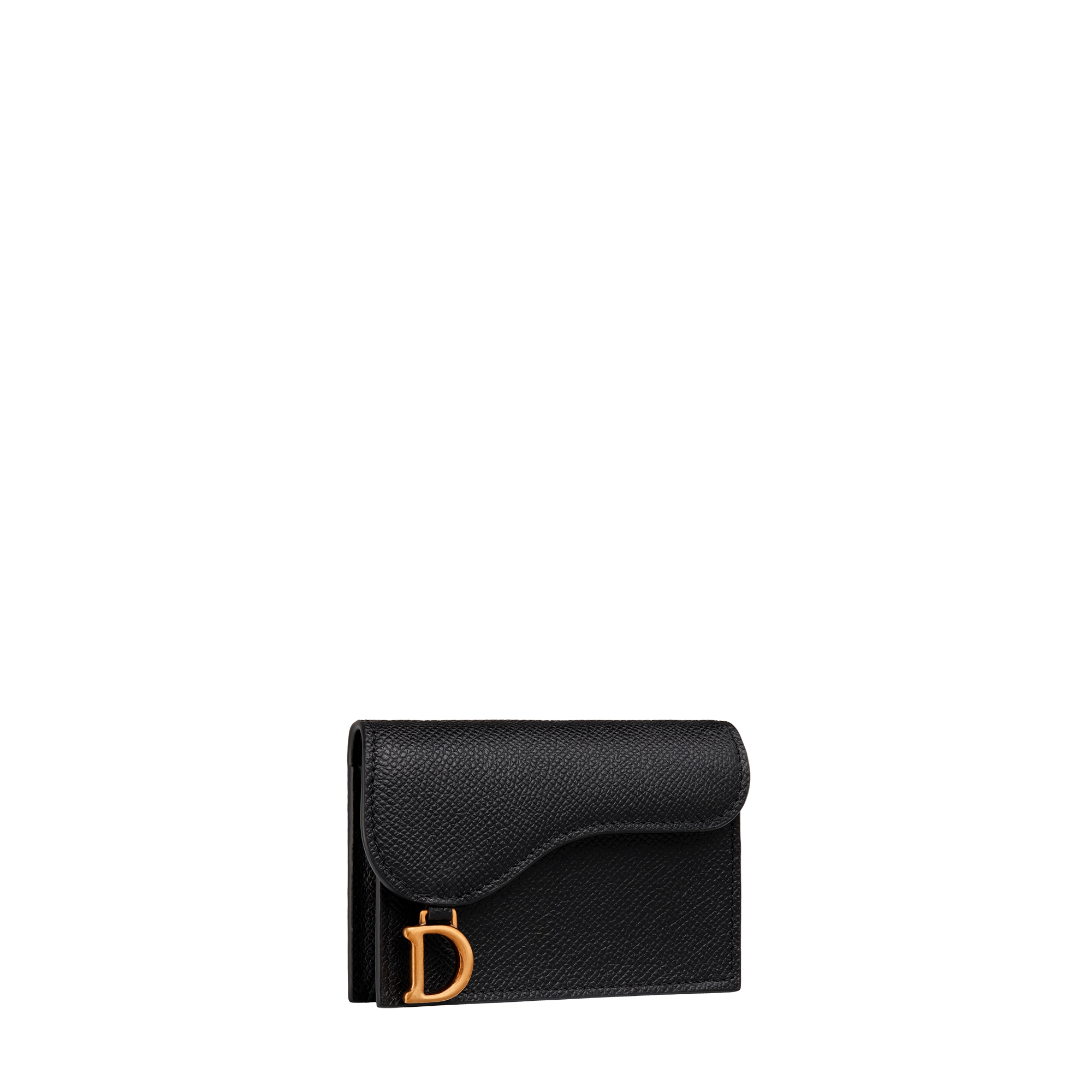 Saddle Bloom Card Holder Black Grained Calfskin E03