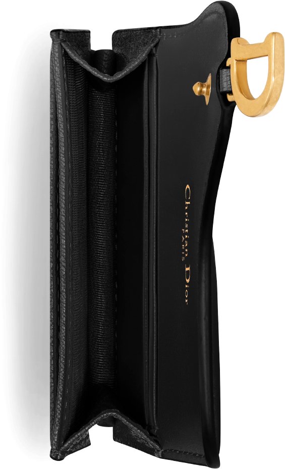 Saddle Bloom Card Holder Black Grained Calfskin DIOR